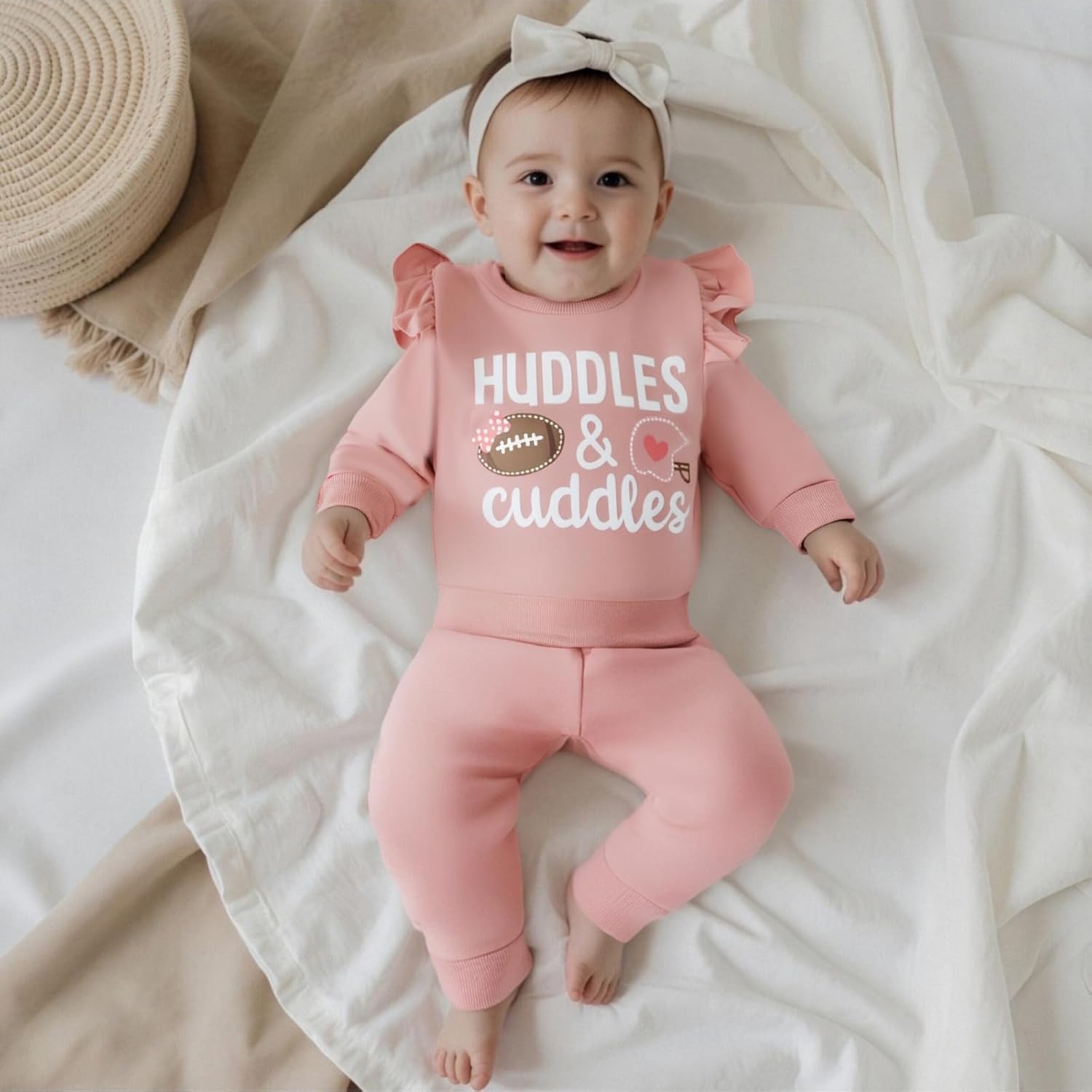 Toddler Baby Girls Football Outfit Funny Rugby Bow Print Sweatshirt Top Pants Set 2Pcs Fall Sport Pullover Clothes - Image 5