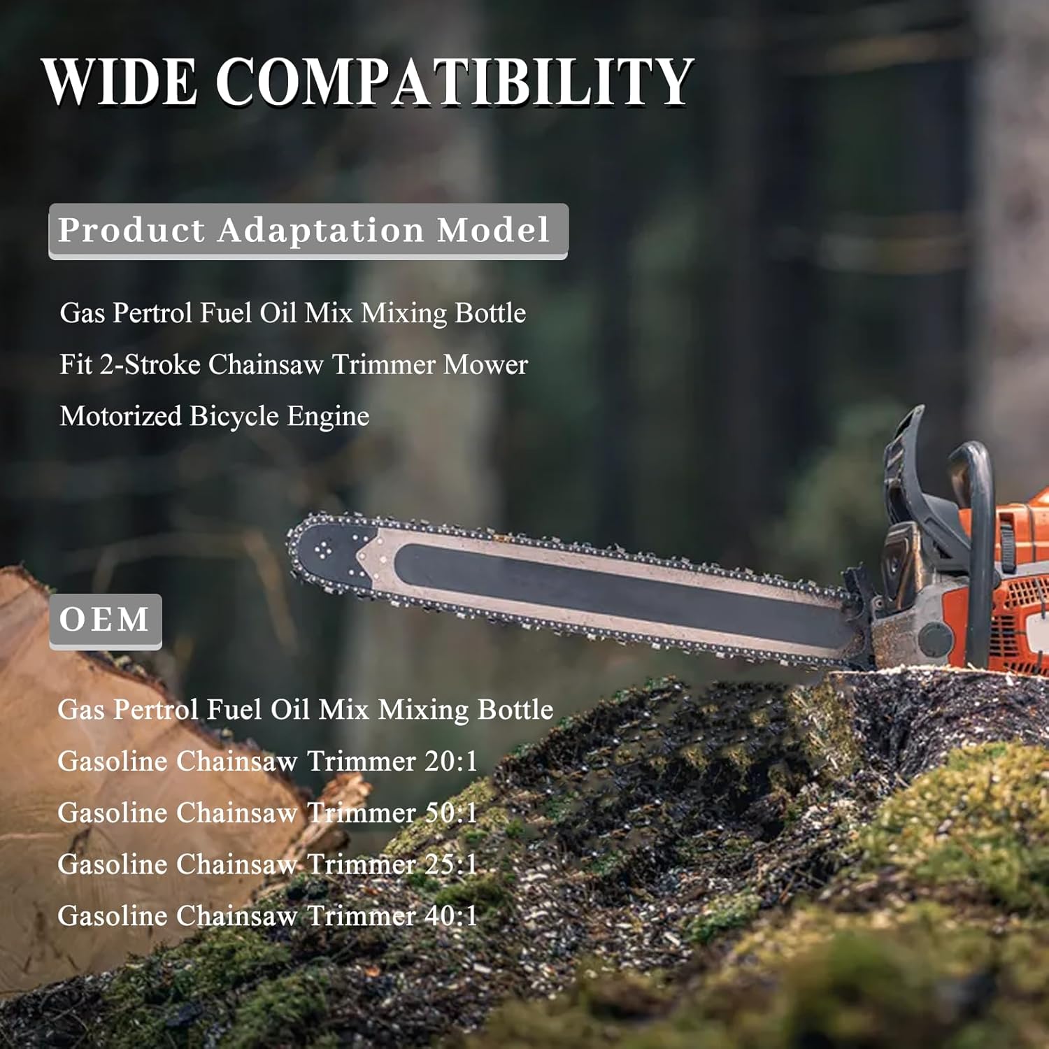 1.0L 1L Gas Pertrol Fuel Oil Mix Mixing Bottle Gasoline Chainsaw Trimmer 25:1/50:1/40:1/20:1 4