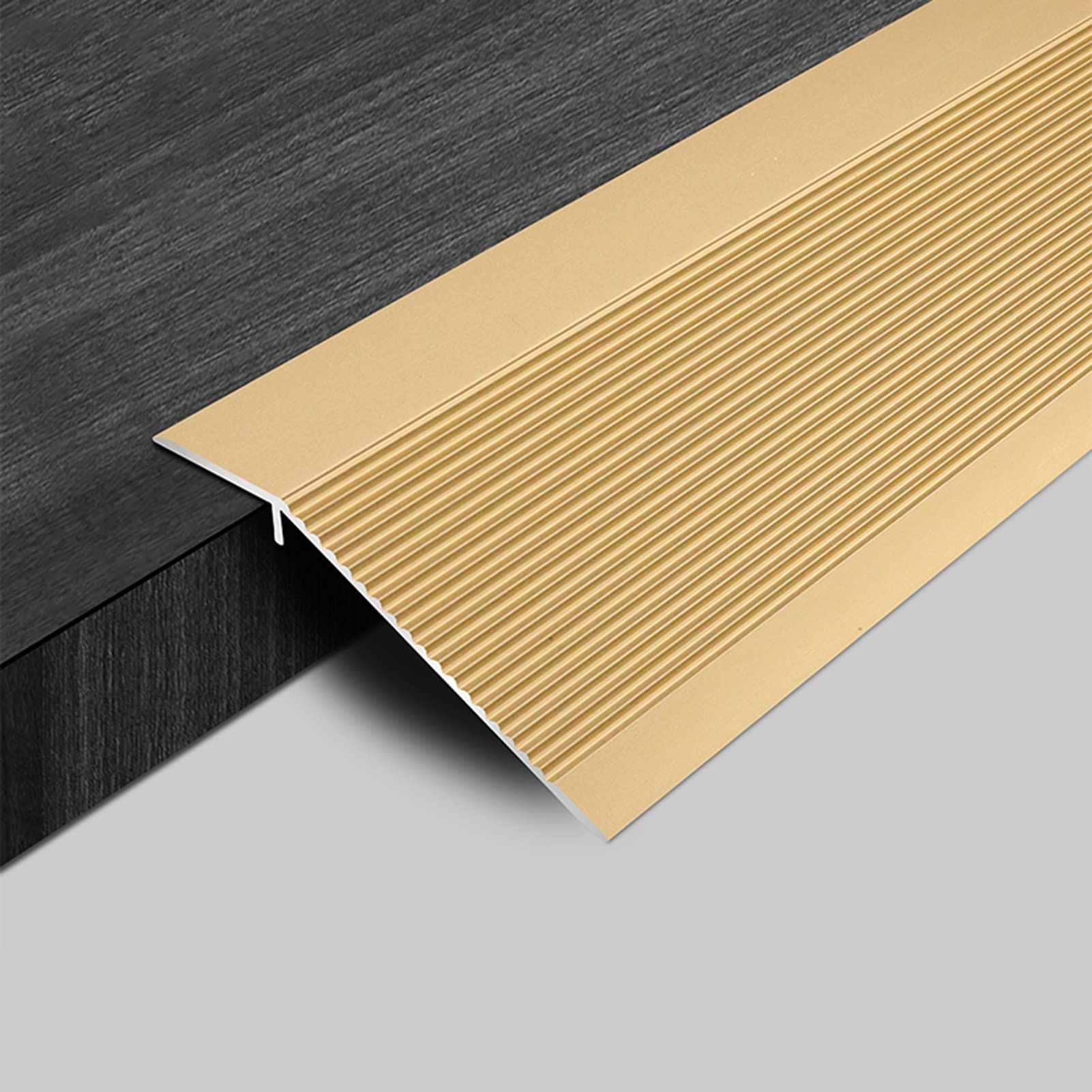 10cm/3.9in Wide Floor Seams Transition Strip,Aluminum Alloy Thresholds Ramp Strip dor Indoor Doorway, Hardwood Flooring Edging Trim(Gold,90cm/35.4in)