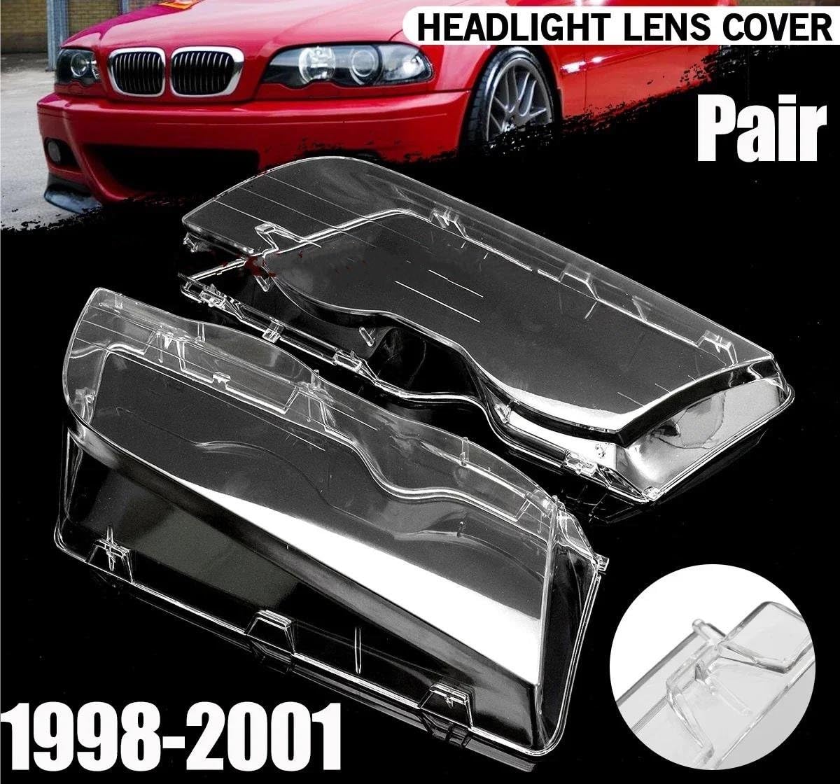 FUNFOB Copertura Faro per Auto per BMW per E46 Serie 3 4 Porte 1998-2001 Coprifaro Trasparente Coprifaro Auto Paralume Coprifaro Impermeabile Paralume Anteriore(Strip)