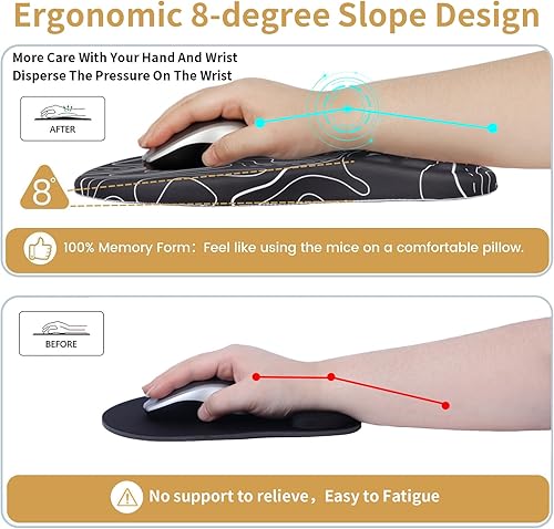 Miniatura 6 de Alfombrilla de mouse con reposamuñecas, alfombrilla de mouse ergonómica con reposamuñecas, almohadillas de mouse para computadora, alivio del dolor,