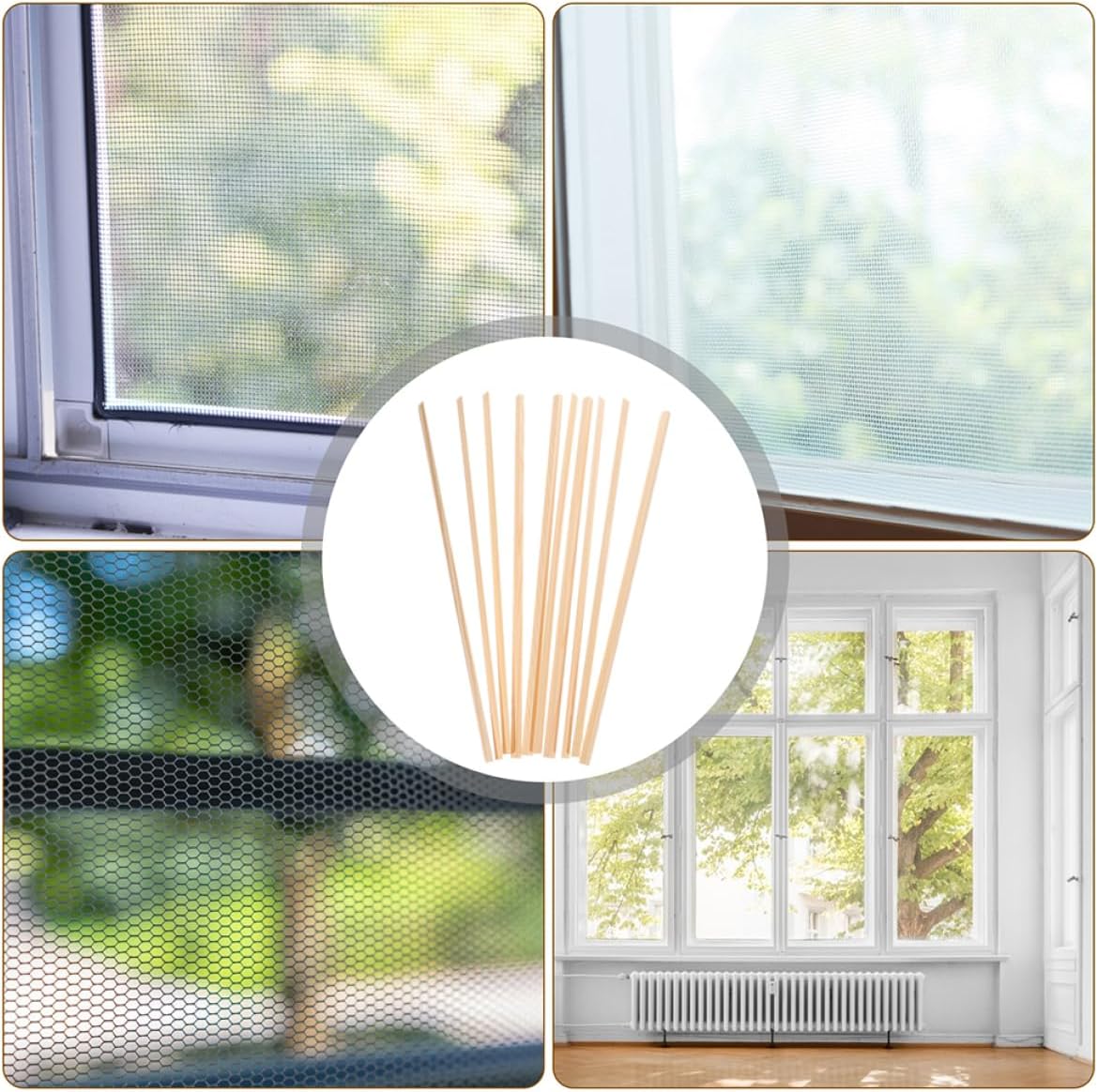 MERRYHAPY 12pcs Wooden Window Molding Trim Strips DIY Decorative Molding for Home Natural Easy to Install Wooden Decor for Screens Models and Photography Props