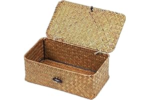 Rectangular Wicker Basket with Lid