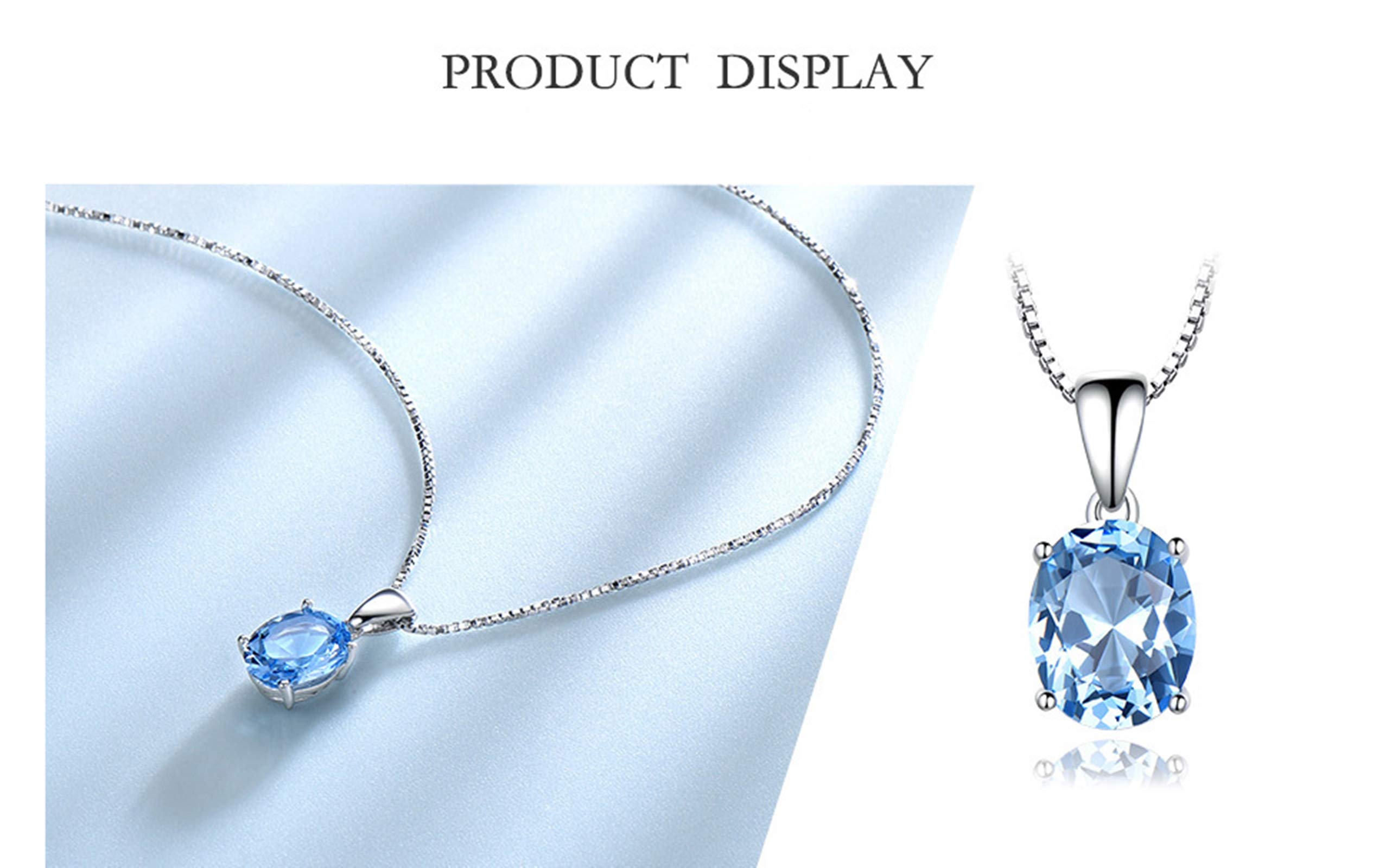 KnSam Damen Ring, Halskette Silber Mädchen Ovel Elegant Hochzeit Schmuckset Aus 925 Silber Für Damen Frau Mit Erstellt Blau Topas Blau