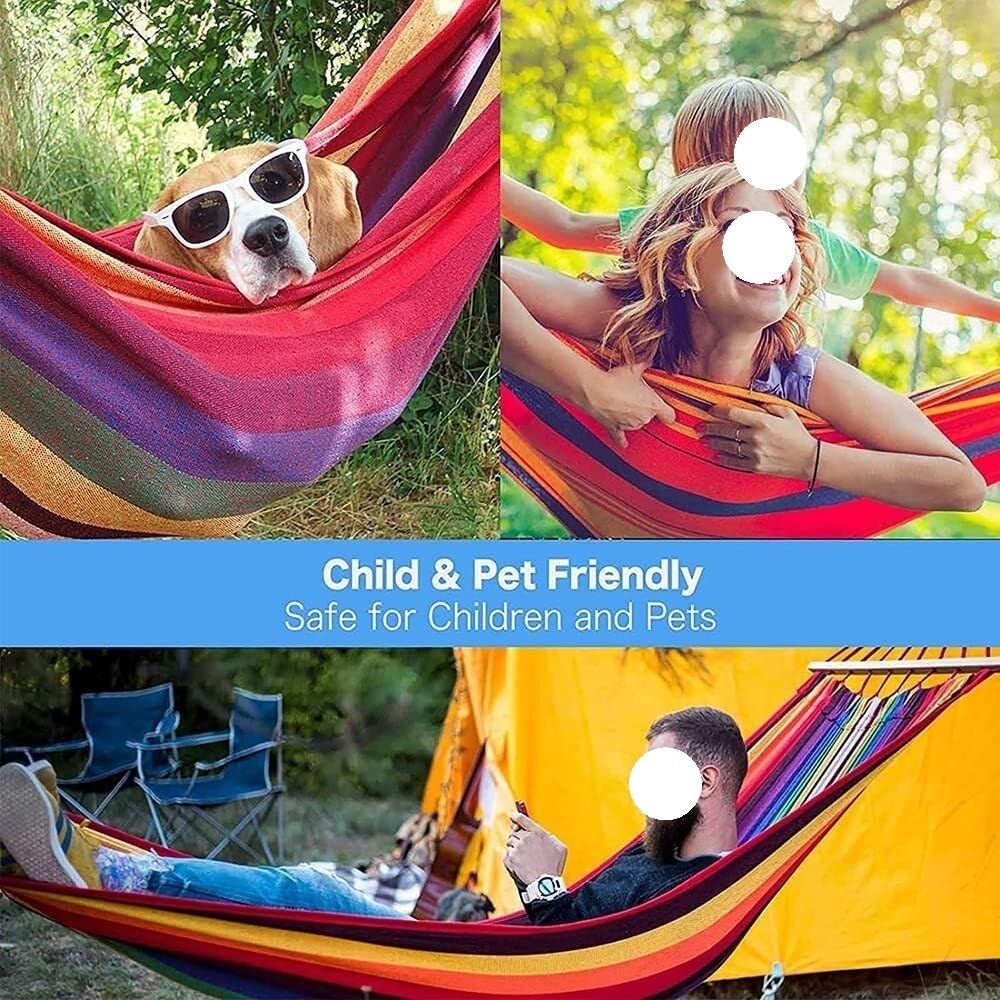 Hamacas Camping Hamaca Hamaca al Aire Libre Jardín Viajes Deportes Hogar Campamento Columpio Lona Raya Cama Colgante Hamaca Doble Personas Individuales Hamac de Jardin(Red 80x240CM)