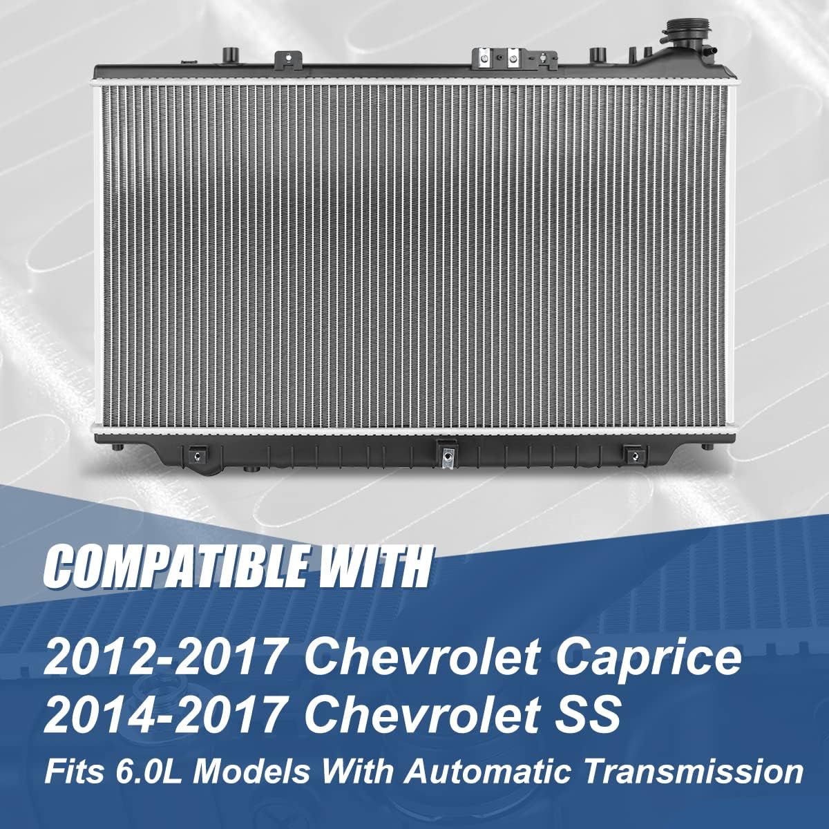 Auto Dynasty Radiator Compatible with 12-17 Chevrolet Caprice SS 6.0L AT, DPI 13473 Factory Style 1-Row Cooling Radiator, Aluminum Core