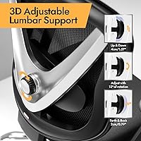 Vista 3 de Silla de oficina ergonómica de malla, soporte lumbar ajustable 3D y reposabrazos 3D, respaldo en forma de V, silla de escritorio ajustable para Negro