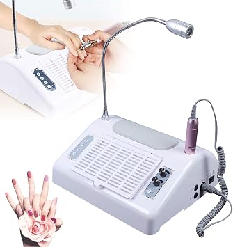5in1 Professional Manicure Machine with LED Nail Lamp, Nail Drill Dust Collector, Desk Lamp, 178W Total Power, 30000rpm Nail Drill, AC110-240V Input Power