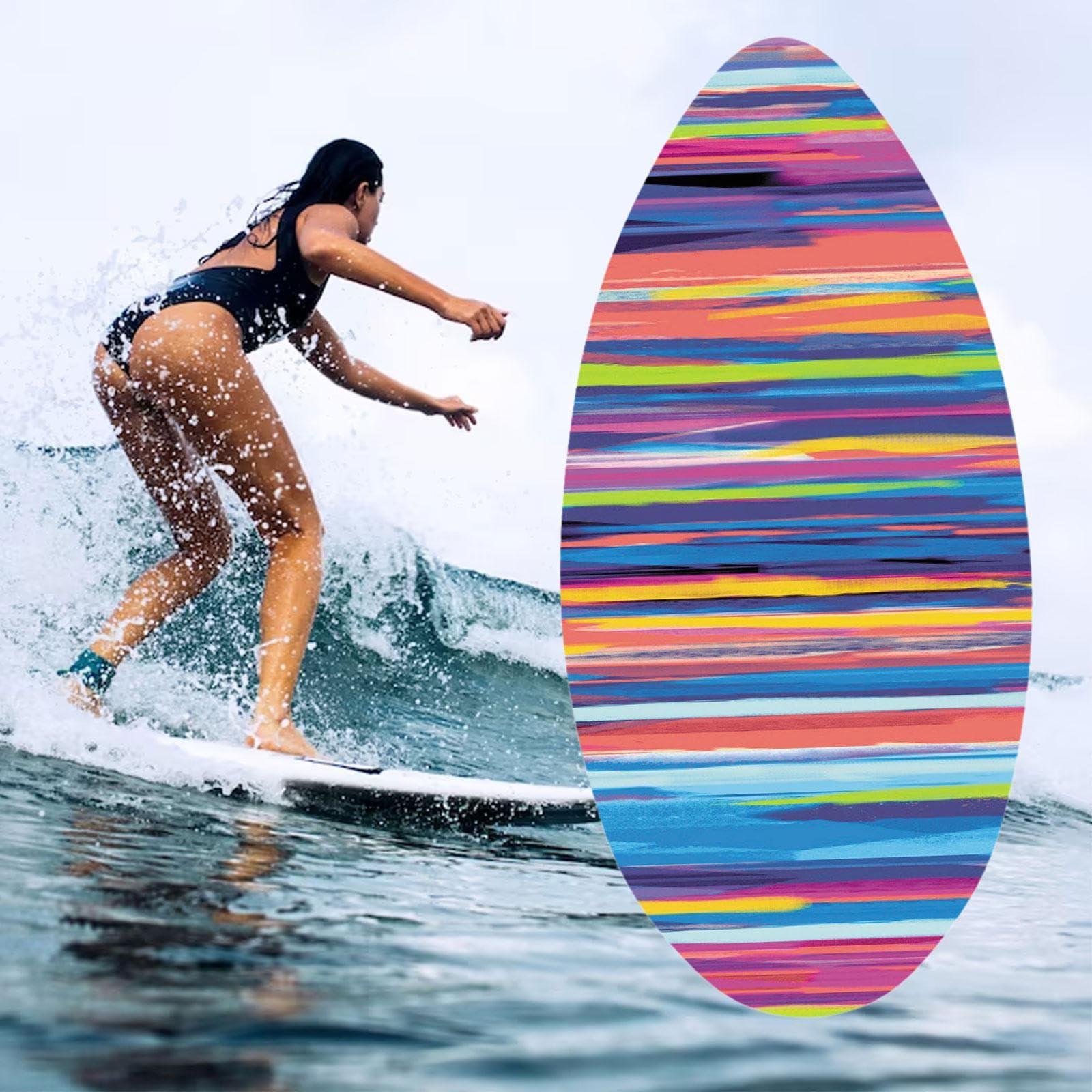 Skimboard für Strandwasser, Surfbrett Haltbarkeit, Holz Bodyboard, Skimboard für Anfänger, Jugendliche, Alle Skimming Fans, Erwachsene, Kinder, 30inch