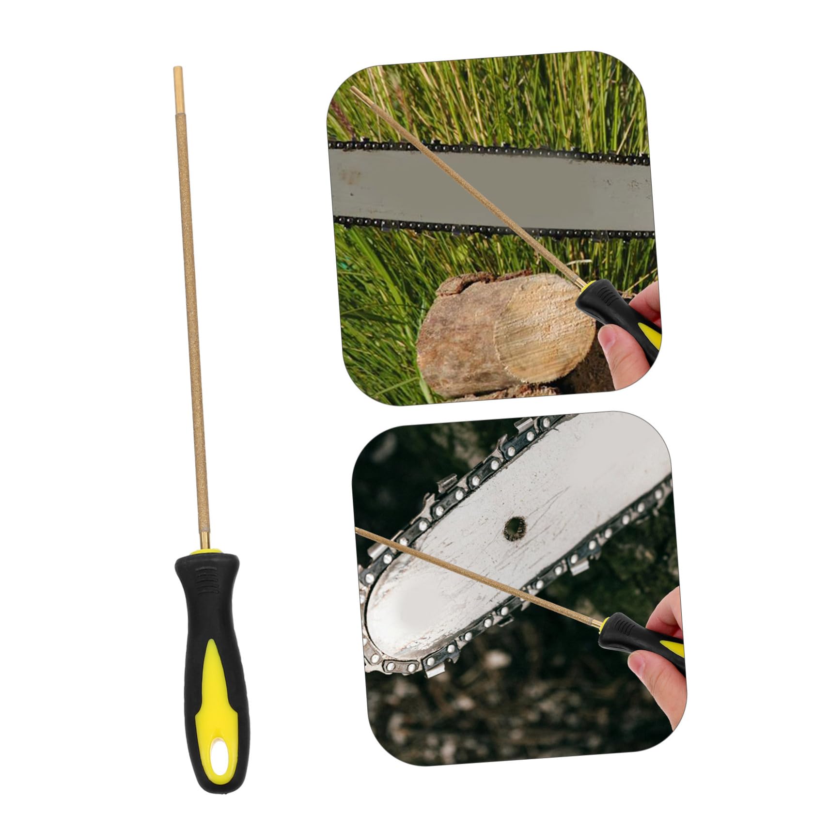 Anneome Titanium Coated Chainsaw Knife File Rasp Chainsaw Sharpener Ergonomic Handle Portable Tool