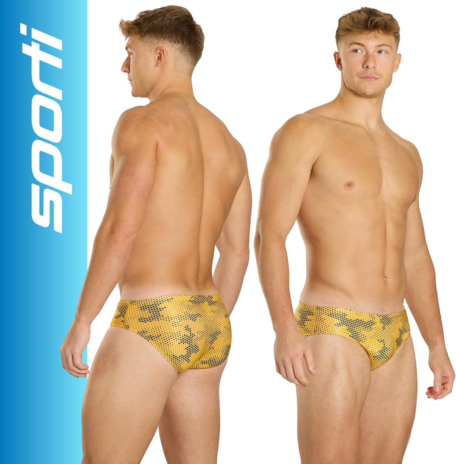 Sporti Men's Swim Briefs with Hydrolast Tech - Bathing Suit for Swimmer - Men's Athletic Swimwear Briefs for Lap Swimming