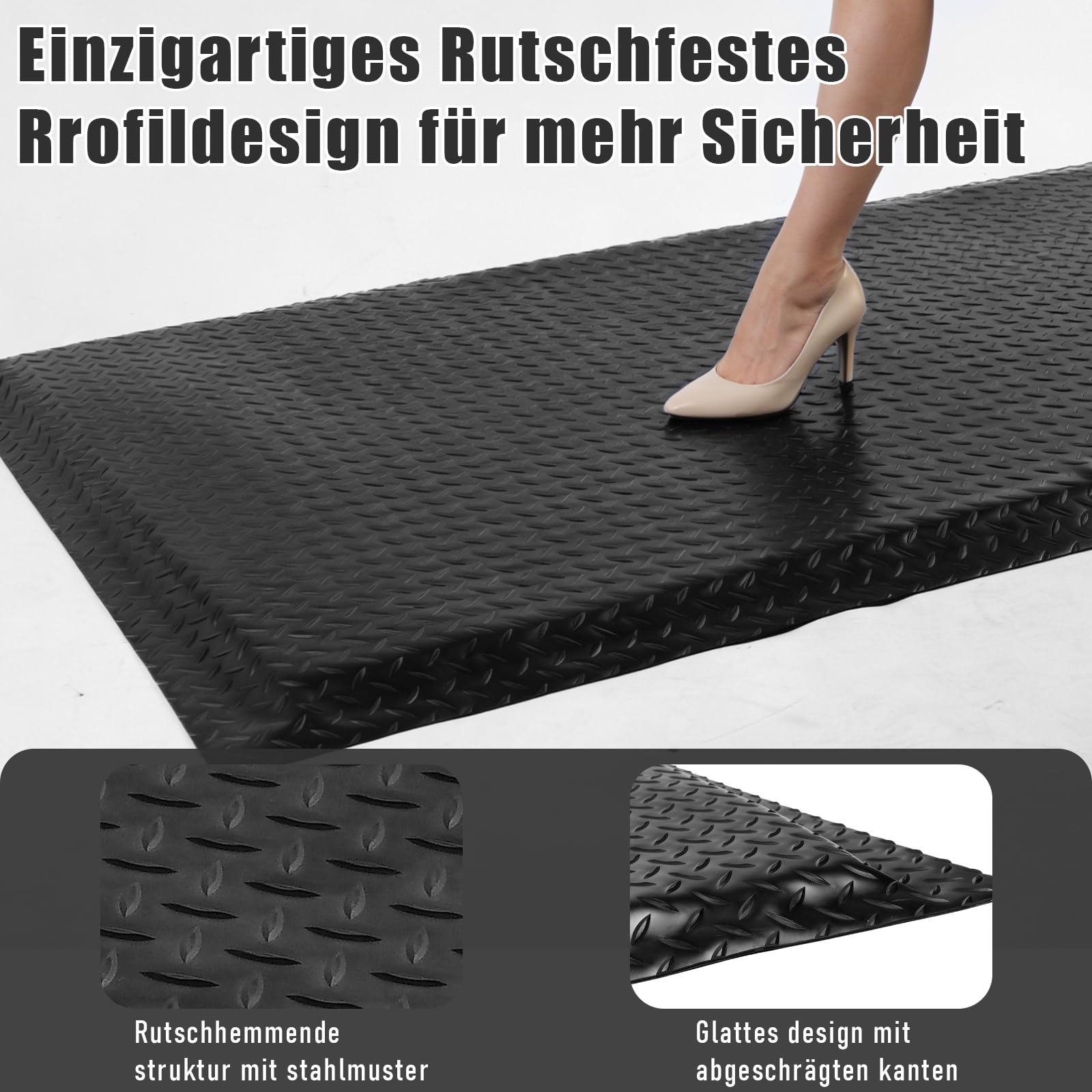 Anti Ermüdungsmatte für Steharbeitsplätze, Ergonomische Arbeitsplatzmatte Anti Fatigue Stehmatte, 90 x 182 cm Antimüdigkeitsmatte, Steh-Schreibtisch Fußmatten für Werkstatt, Fließband