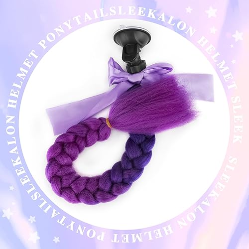 Miniatura 3 de Trenzas para casco de motocicleta con ventosa desmontable con lazo, casco de bicicleta, colas de caballo, cola de caballo, decoración