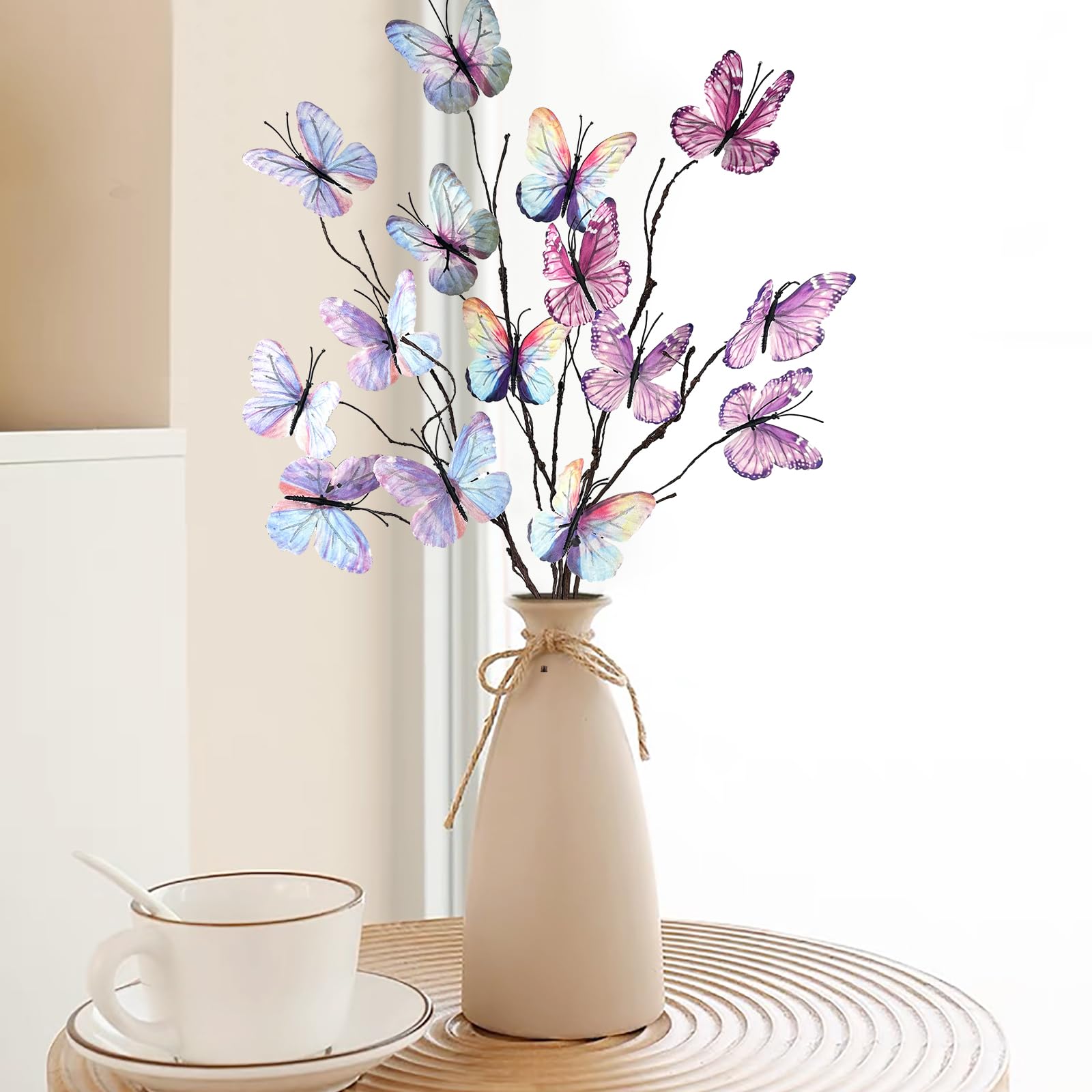 Amazon｜Lovmeety カラフルな蝶の枝 3個｜造花 オンライン通販