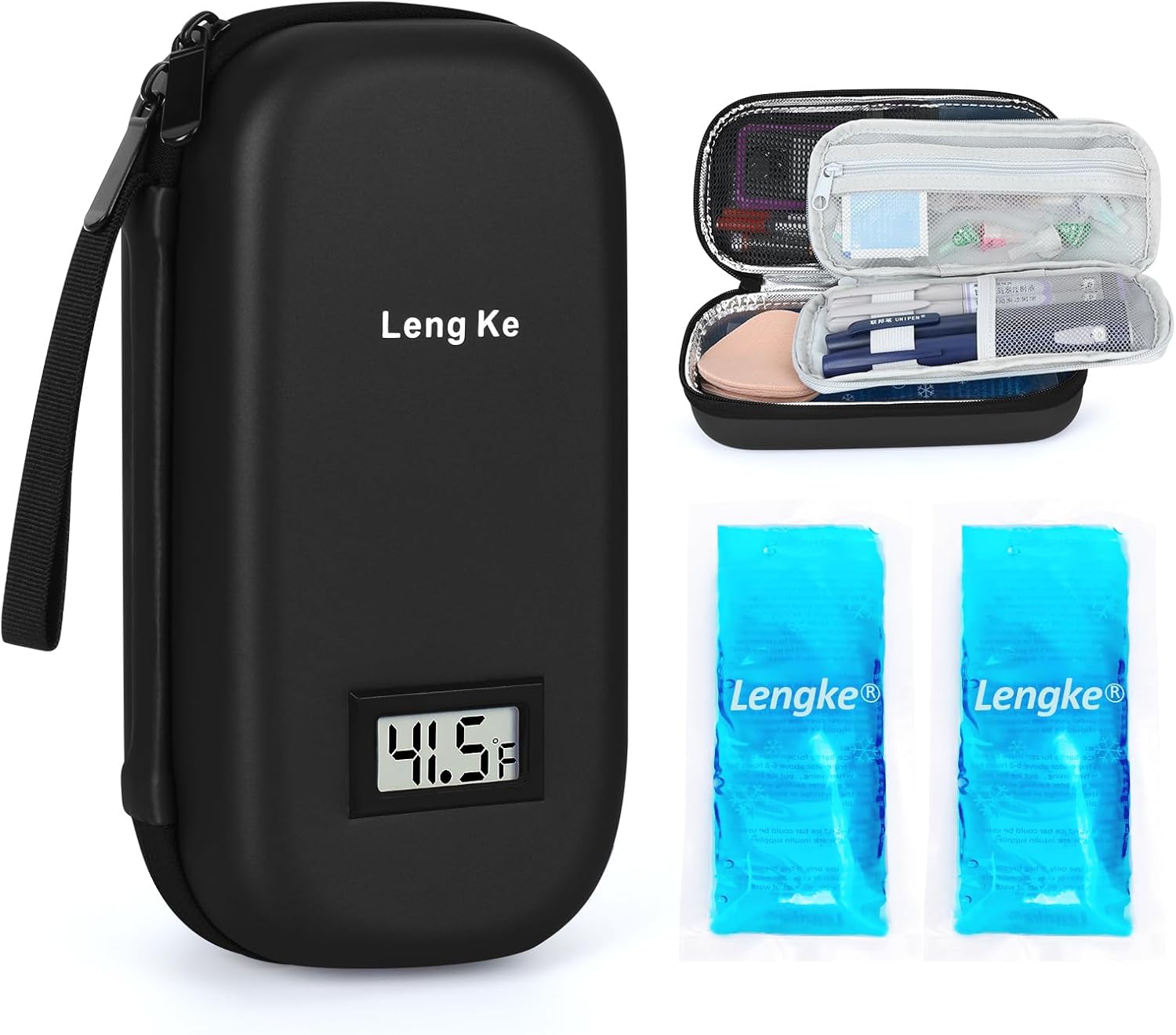 YOUSHARES Insulin Cooler Travel Case with 2 TSA Approved Ice Packs, Diabetic Medication Cooling Bag with Temperature Display, Refrigerated Insulated Storage Kit for Insulin Pen and Diabetes Supplies