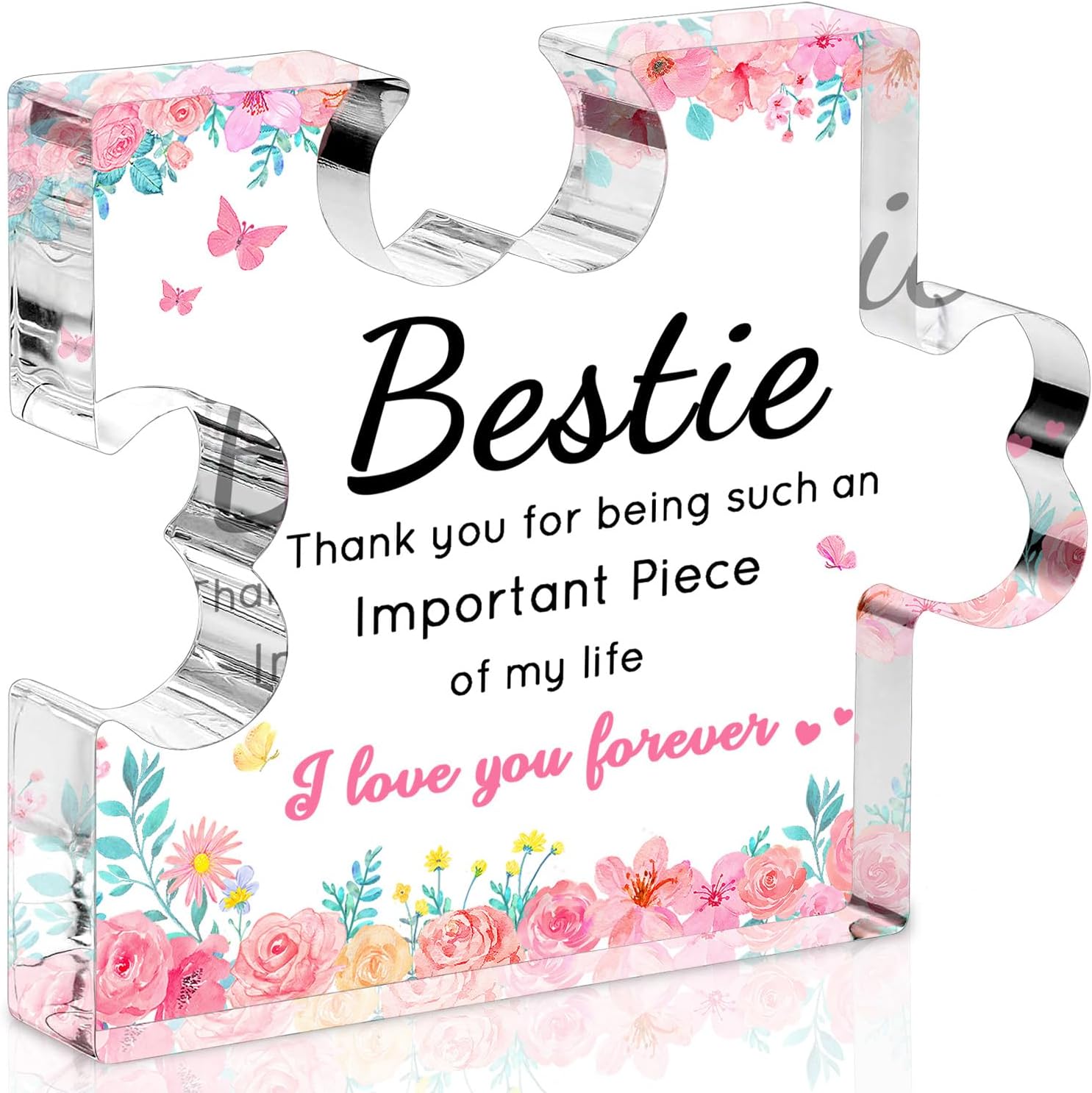 Best Friend Bestie Birthday Gifts for Women, Mothers Day Gifts for Friends – Puzzle Piece Acrylic Plaque, Heartfelt BFF Soul Sister Keepsake, Gifts for Mom Friends & Work Bestie 4.7×3.8"