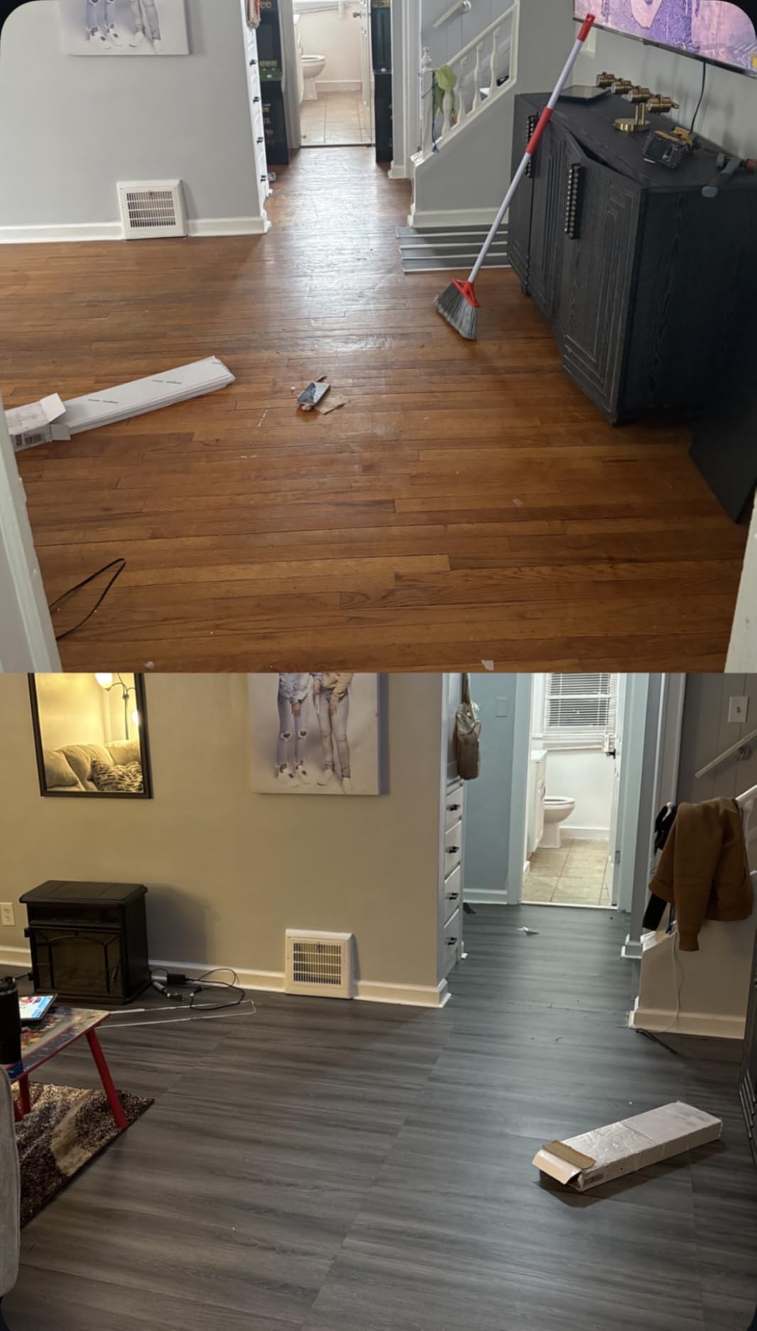 INMOZATA Deep Gray flooring in living room