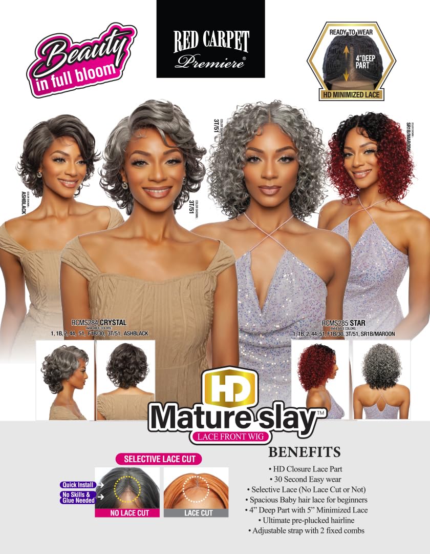 Mane Concept Red Carpet Synthetic Loose Curl Deep Part HD Lace Front Wig - RCMS285 STAR (F1B/30)