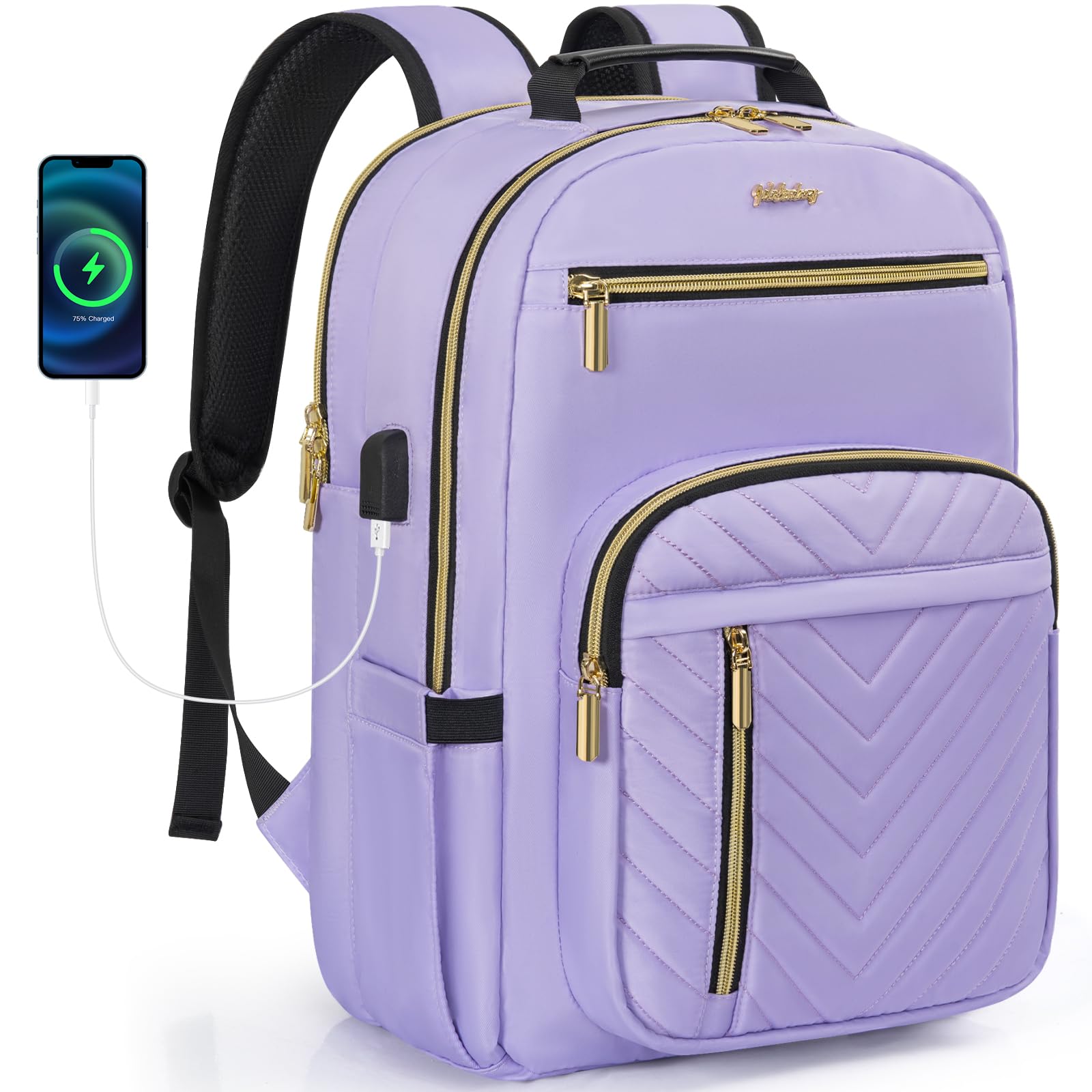 WELIDAY Laptop Backpack for Women, 15.6 Inch Work Business Backpacks, Large Capacity Travel Backpack with USB Charging Port, School Backpack Work