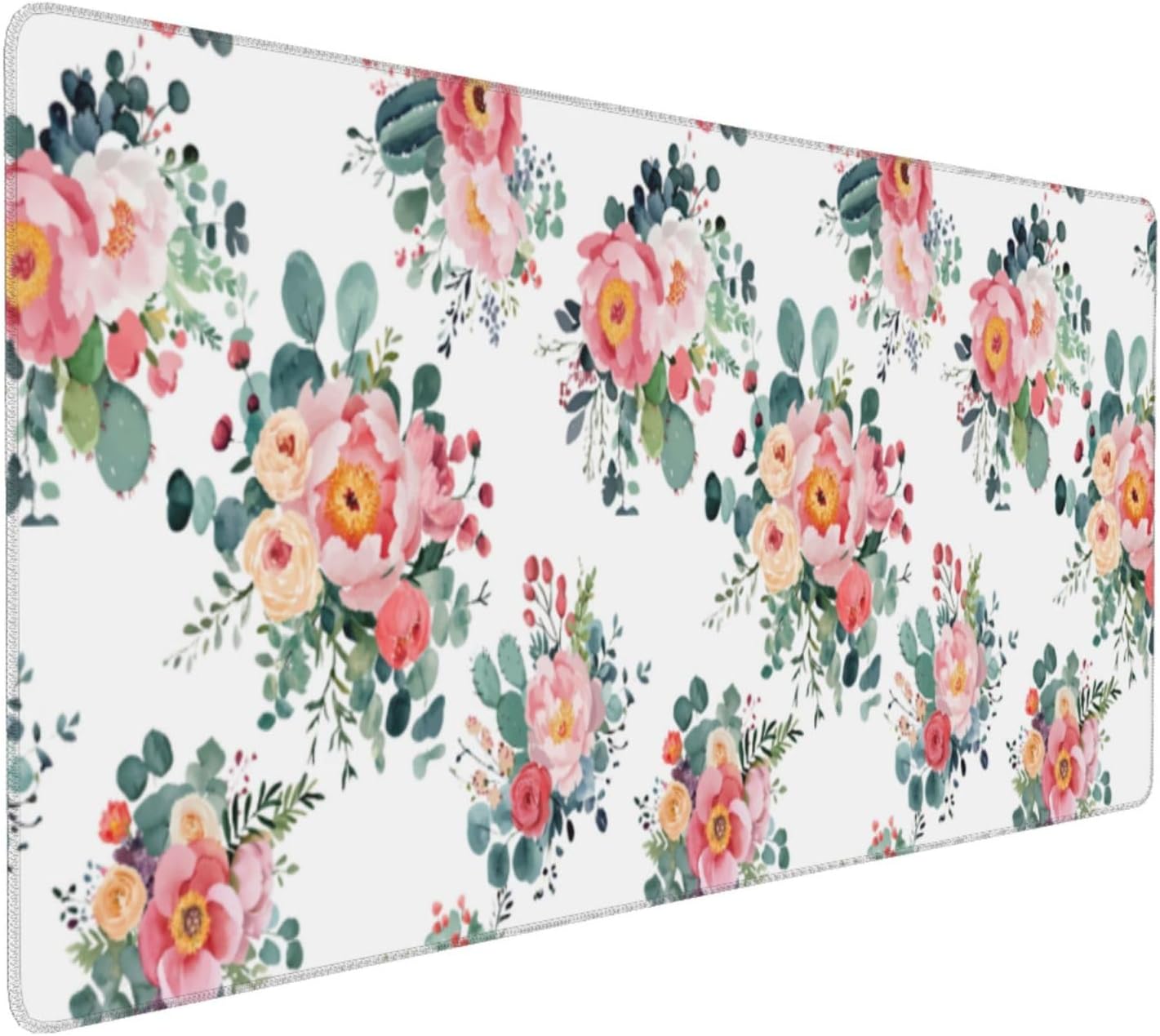 Navy Blue White Mouse Pad Extended Large 35.4x15.7in Japanese Geometric Desk Mat Anime Cool Large Mousepad XL Non-Slip Rubber Base Stitched Edge Gaming Mousepad PC Computer Desk Pad for Work Desktop