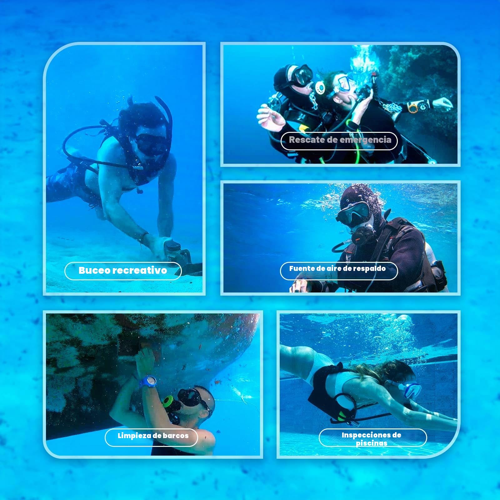 SMACO Mini Botella de Buceo 1 litro Portatil Bombona de Buceo para Respiración Subacuática Pequeñas Botella Submarinismo Tanque de Buceo Recargable para Viajes Nadar Rescate S400 Pro