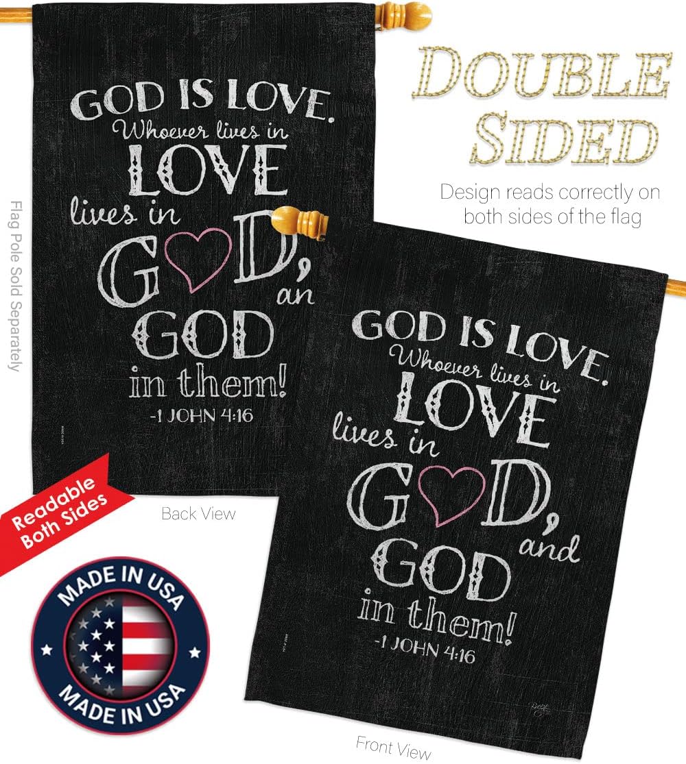 Breeze Decor God is Love Garden House Flag Set Religious Bible Verses Bless Faith Thank Hope Pray Christian Religion Decoration Banner Small Yard Gift Double-Sided, Made in USA