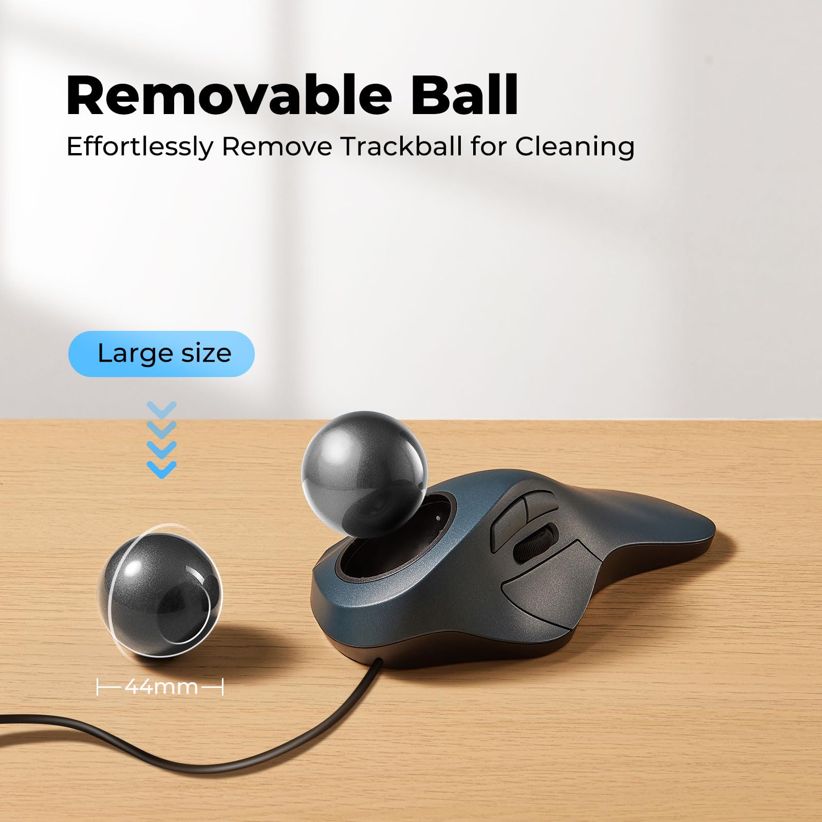 Souris filaire Trackball, contrôle facile des doigts, design ergonomique confortable réduisant la fatigue musculaire, précision et suivi fluide, compatible avec PC, ordinateur portable,