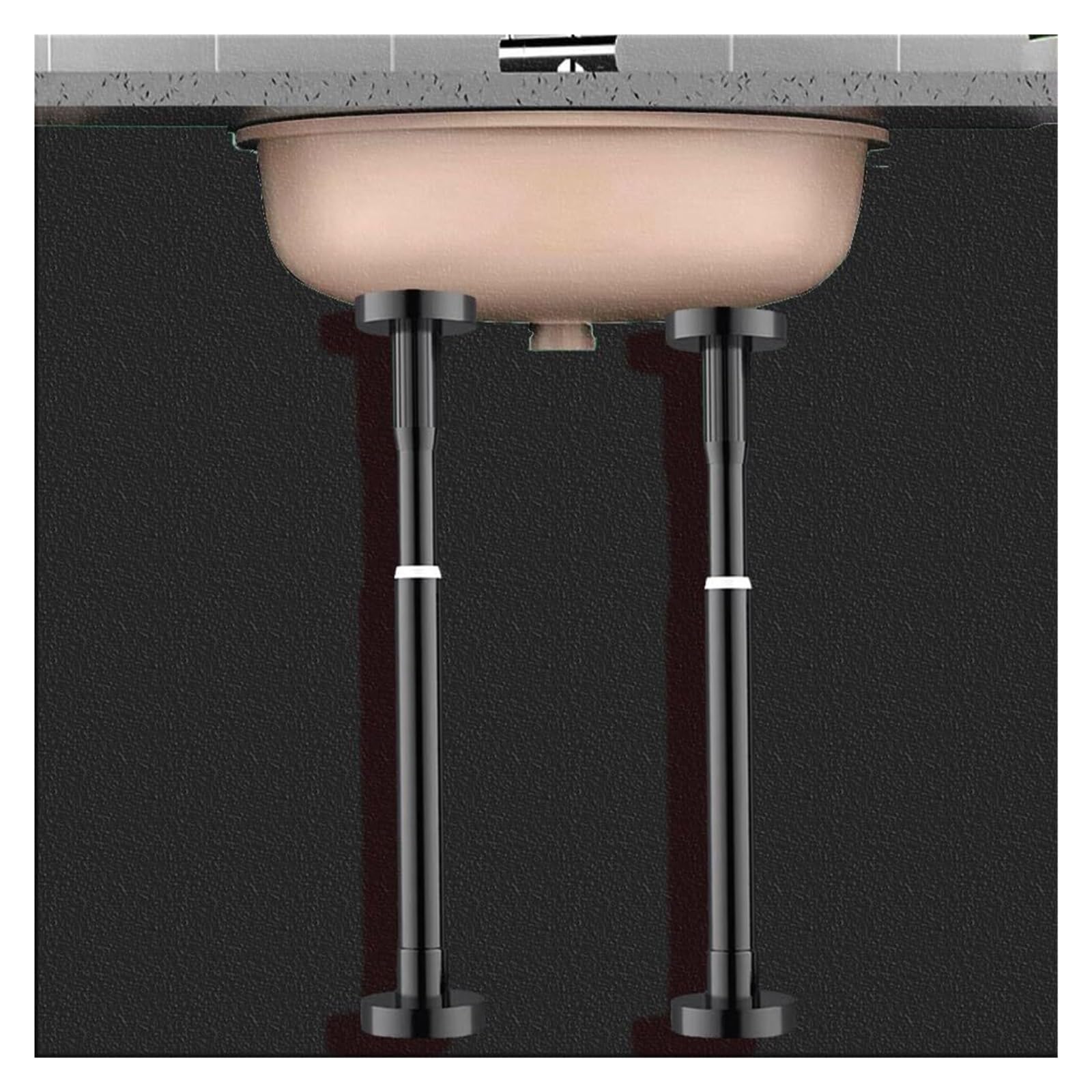 Zxgrfdefa Black Sink Support Legs, Kitchen Sink Legs Adjustabletelescopic Bathroom Basin Support Poles Stainless Steel For Furniture Cabinet(,H 50 80Cm(20" 31.5"))