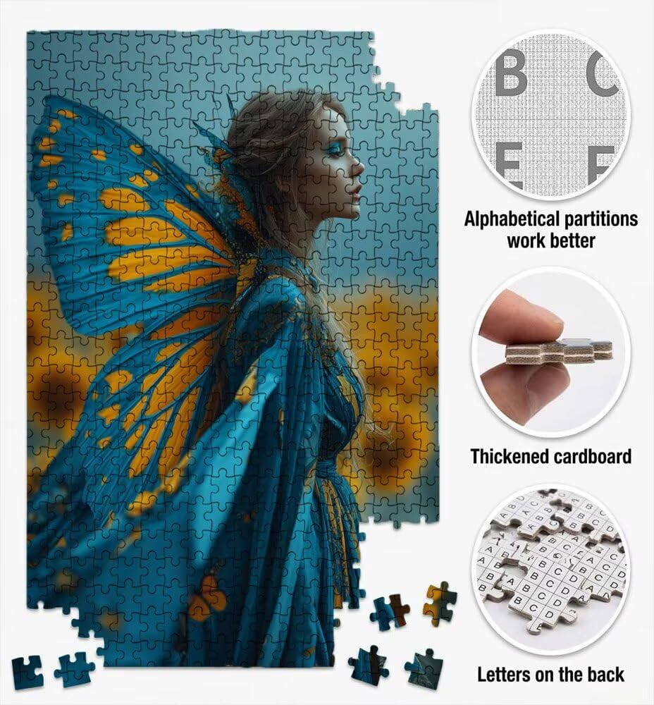 Kobiecy motyl, klasyczne puzzle 5000 sztuk dla dorosłych BLQSBGA7-370 | Wyzwanie Zagadki, Gry Logiczne Cała Rodzina, Stres, Wystrój Domu Miłośnicy Puzzle