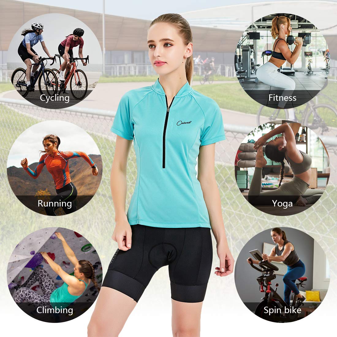 CATENA Maillot Cyclisme Manches Courtes Femmes VTT Route Respirant Séchage Rapide Haut Vélo