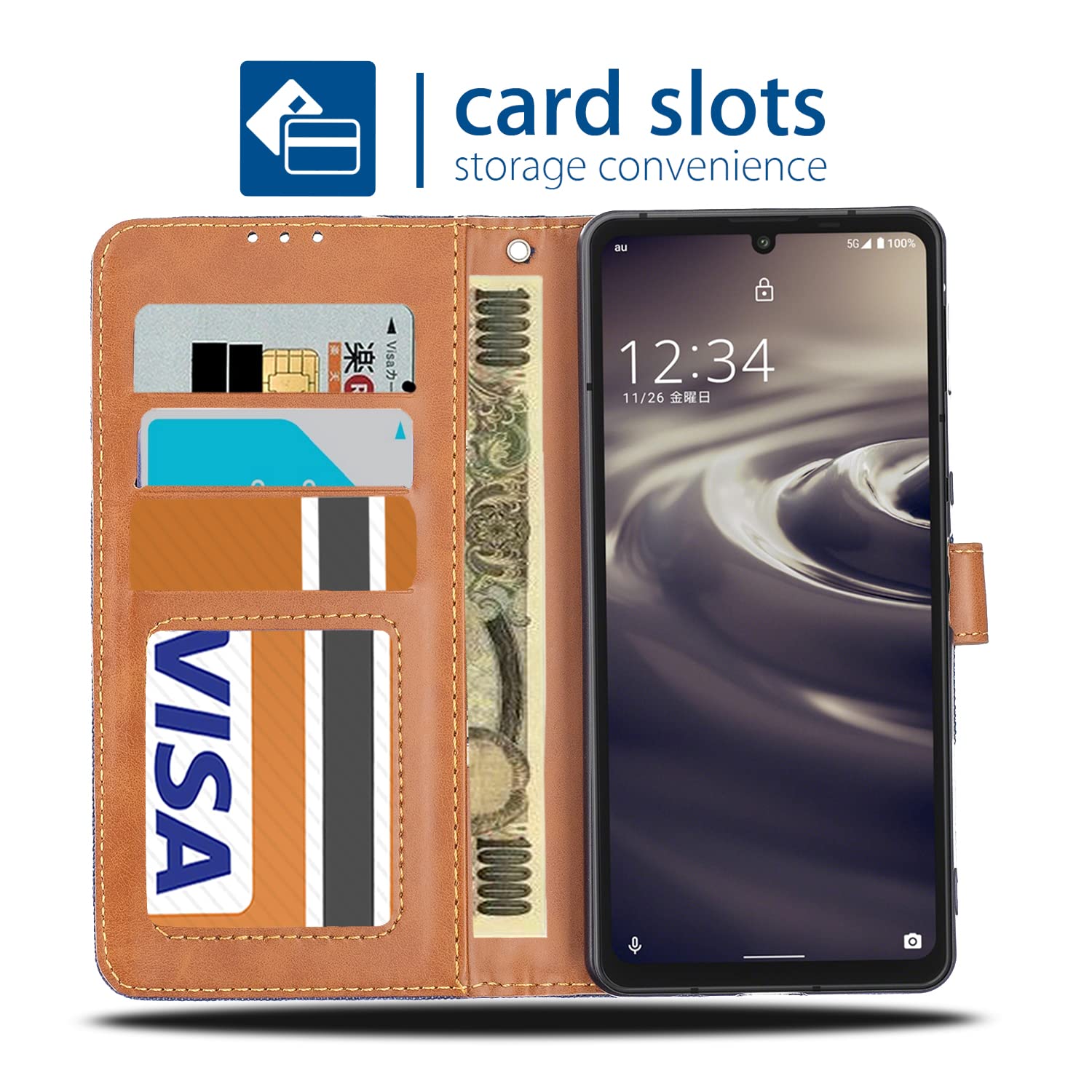 新型モデル デニム デザイン ケース 手帳型 AQ