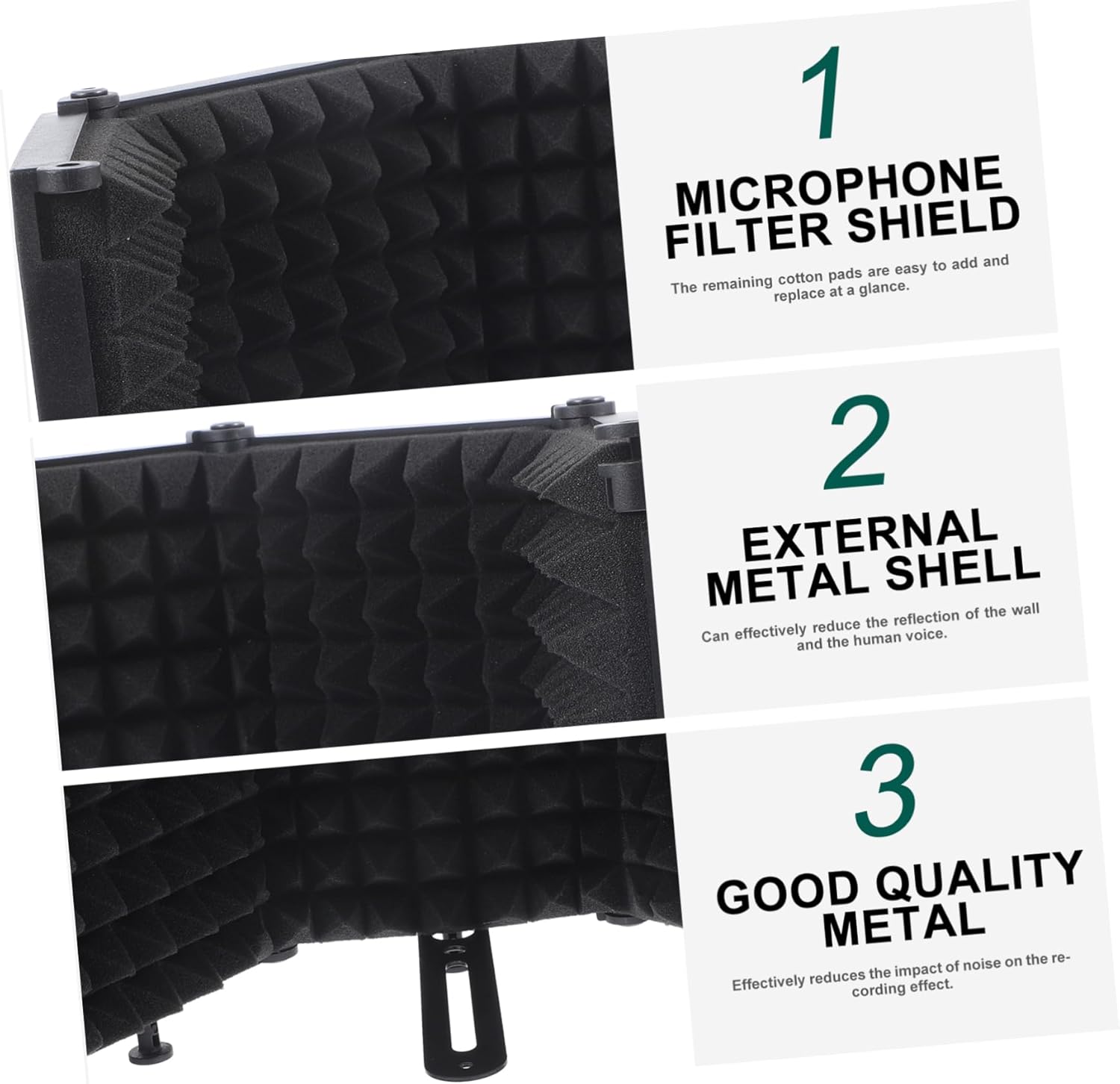 Vaguelly 1set Microphone Filter Shield Shaped Windscreen for Noise Reduction Recording Streaming -reflection and Plosive Sponge Iron Construction
