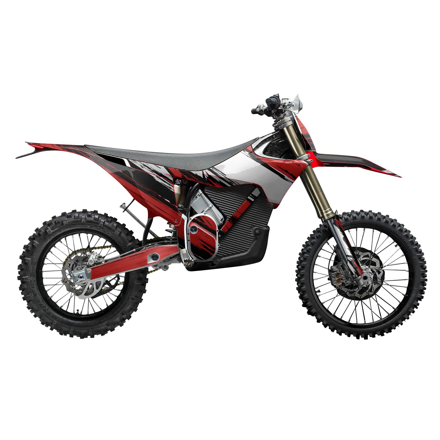 Stark Varg MX 2023-2025 Graphics Kit Wrap - Grunge Stripe Red - Varg MX Skin - Premium 3M Vinyl Protective Wrap Decal Cover - Easy to Apply | Crafted in The USA by MightySkins