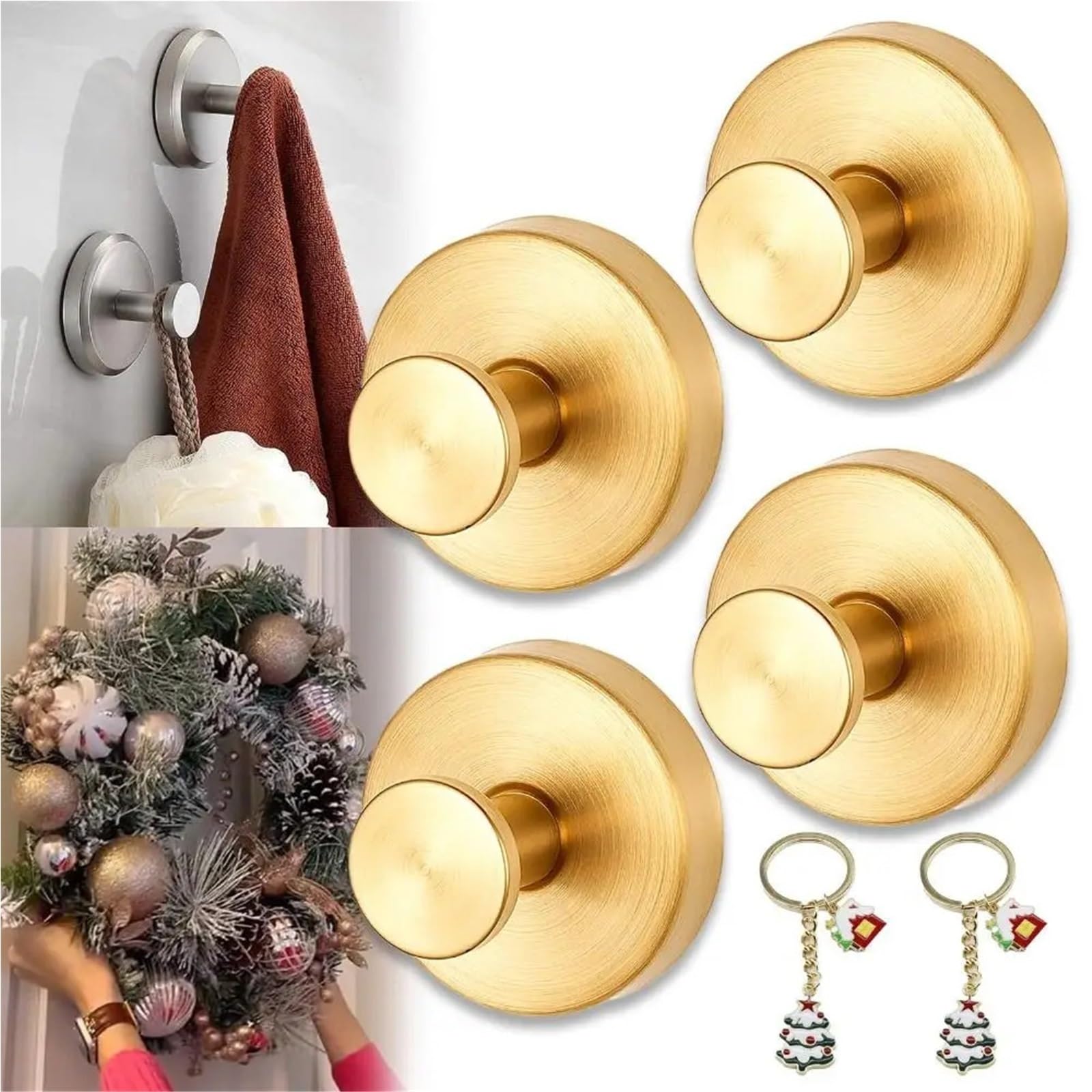 Ganchos Ventosa 6 ganchos de ventosa for colgar sin dejar rastro for coronas, ropa baño y sombreros, soporte acero inoxidable for ducha aspiradora(Silver)