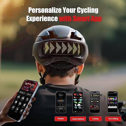 Miniatura 3 de Bike Helmet, Bicycle Helmets with Light, 360° High Visibility LED Display, Lightweight Adjustable Mountain Bike Helmet with Turn Signals, Smart APP