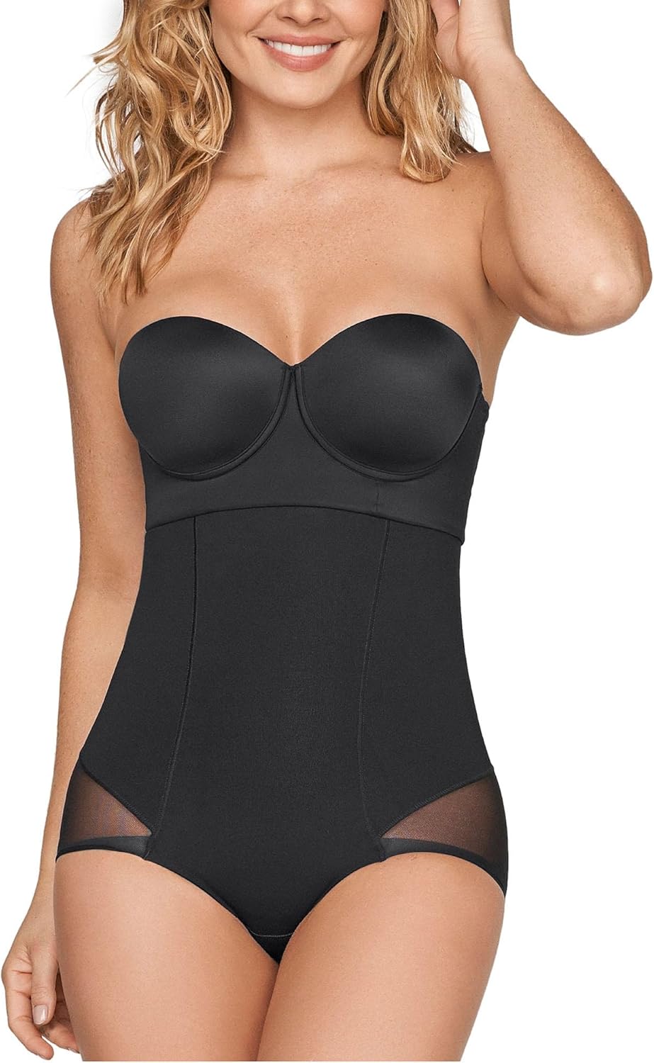 Leonisa Extra High Waisted Tummy Control Underwear - Thong, Sheer Bottom, Shaper Shorts, Butt Lifting Shapewear for Women