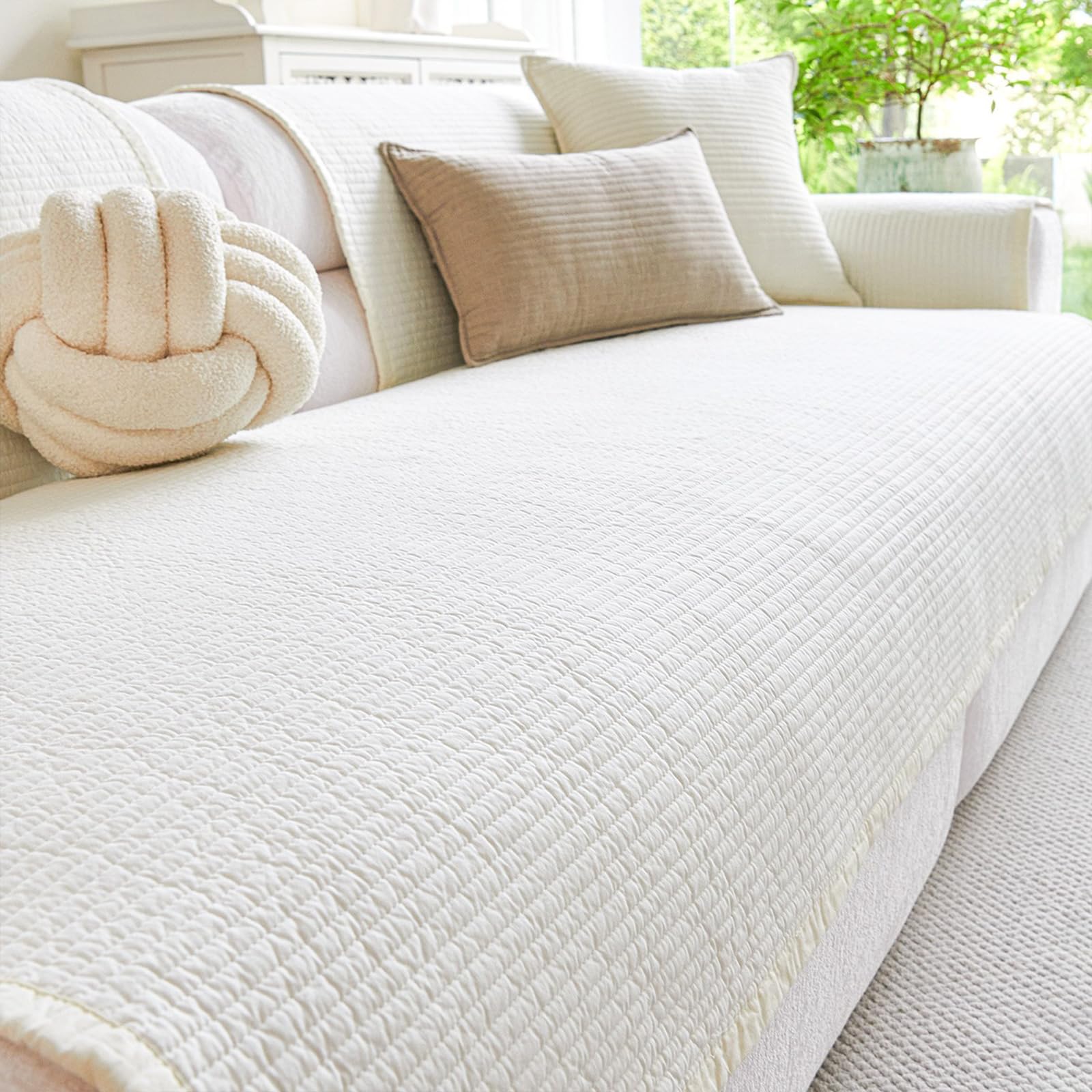 Housse de canapé antidérapante en coton jacquard pour sectionnel