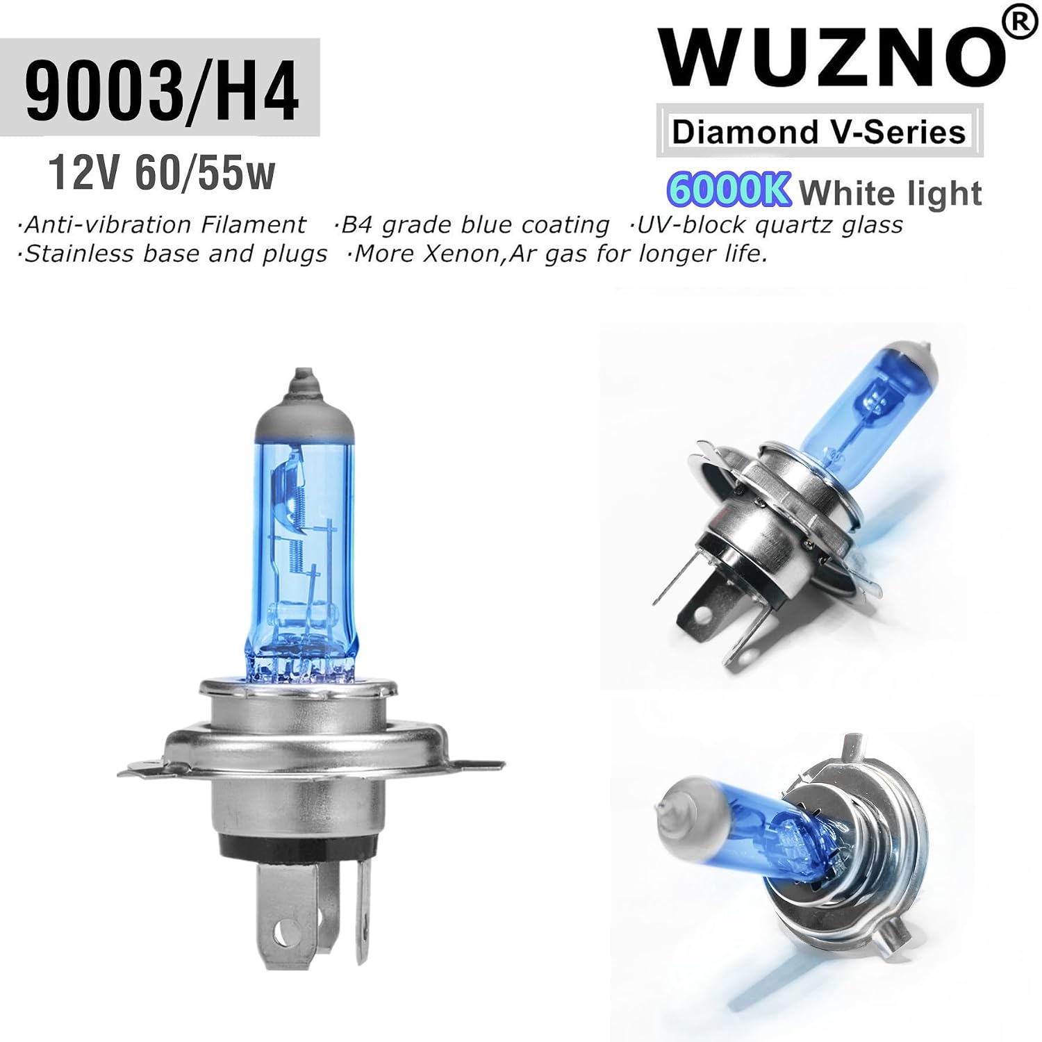 Halogen Headlight Bulbs Replacement for Honda CR-V CRV 2007 2008 2009 2010 2011 2012 2013 2014,High Beam Low Beam 9003/H4 Light, 6000k White 2 pack