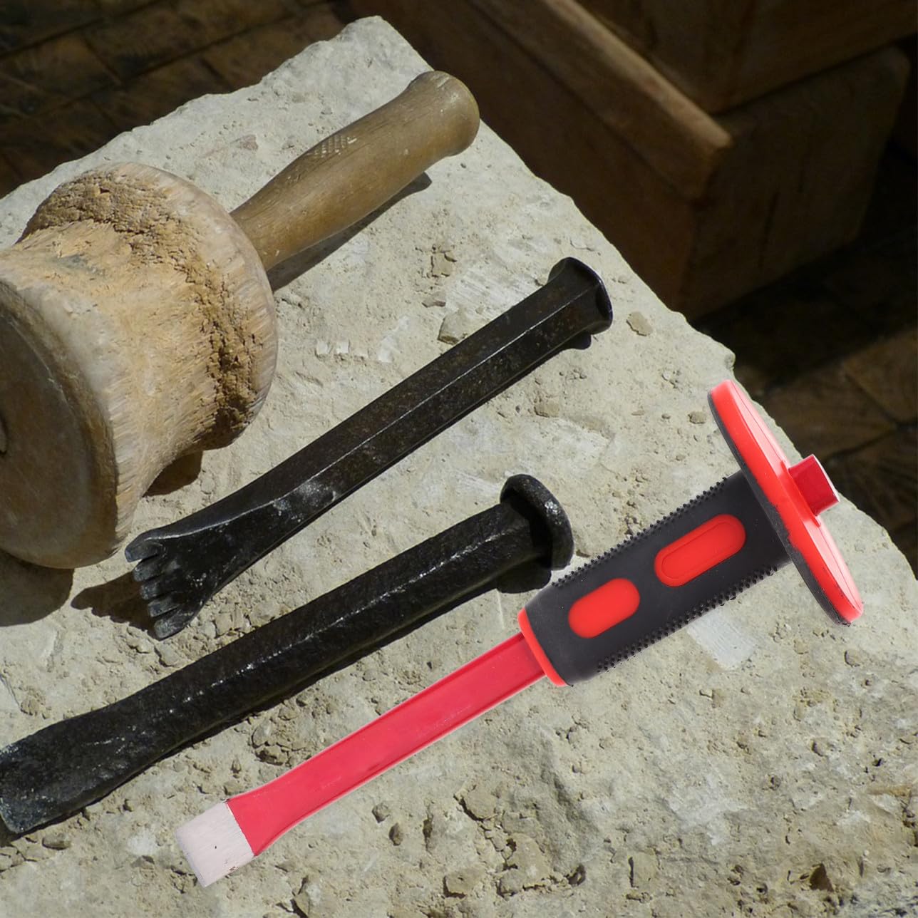 Mikinona Scalpelli per Calcestruzzo con Impugnatura Antiscivolo in Gomma Scalpello Piatto e Punta per Muratura Intaglio e Demolizione Pesante Strumenti per Scultura e Lavori
