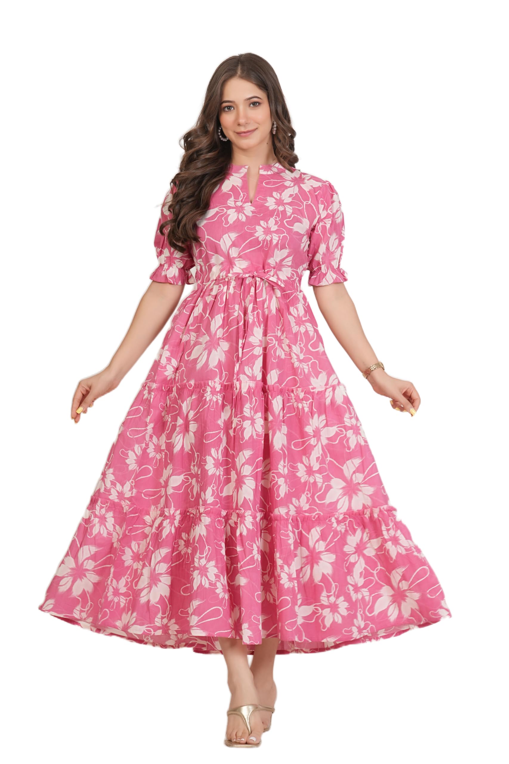 Morchadi Cotton Anarkali Kurta for Women | Floral Printed Flared Kurti Dress | Jaipuri Style Long Frock for Girls-picture-45