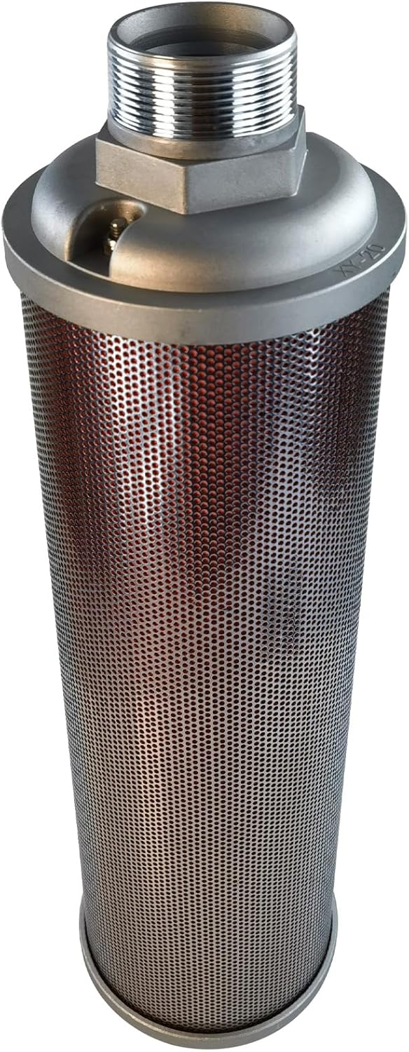 X20 Air Compressor Muffler 2" NPT Male,Single Chamber 145 PSI exhaust muffler, used for replacing parts of air compressors, compressor dryers, compressed air equipment, and systems