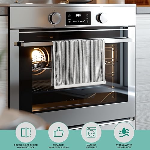 Miniatura 3 de SALAS Toallas de cocina para secar platos, paños de cocina grandes de algodón, paños de cocina de rizo a rayas, juegos de toallas gruesas altamente