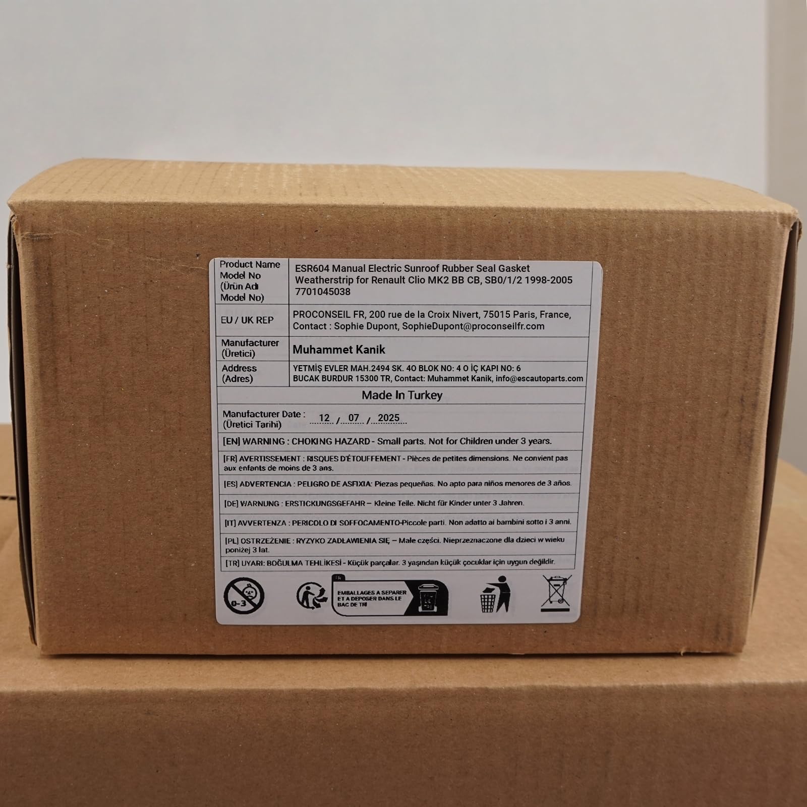 ESC ESR604 Jointe en caoutchouc pour toit ouvrant électrique manuel Joint d'étanchéité de toit ouvrant 7701045038 pour R.e.n.a.u.l.t C.l.i.o MK2 Campus
