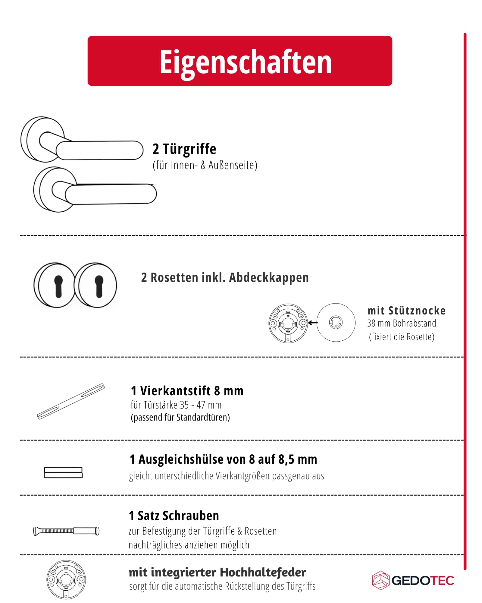Gedotec Drückergarnitur Aluminium | 1 Set | Türbeschlag Anthrazit | WC - Badezimmer | SHAPE | Türbeschlag inkl. Befestigungsmaterial | Türdrückergarnitur rostfrei | Türklinke Zimmertüren | Türgriff
