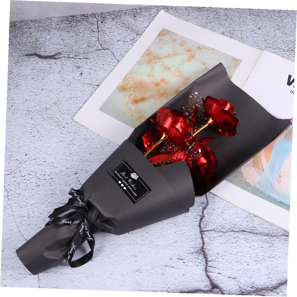 Rosenstrauß aus Goldfolie 3 Stück Rote Künstliche Rosen in Geschenkbox Dekorative 24k Goldfolie Rose als Geschenk für Ehefrau und Freundin zum Valentinstag oder Geburtstag