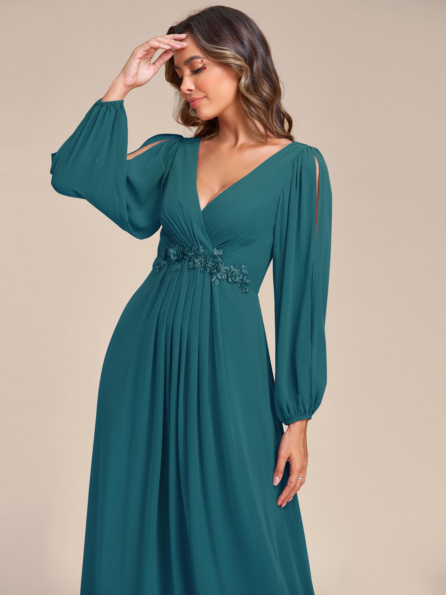 Ever-Pretty Vestito da Cerimonia Elegante Linea ad A Scollo a V A Abiti da Sera 00461 Teal 44