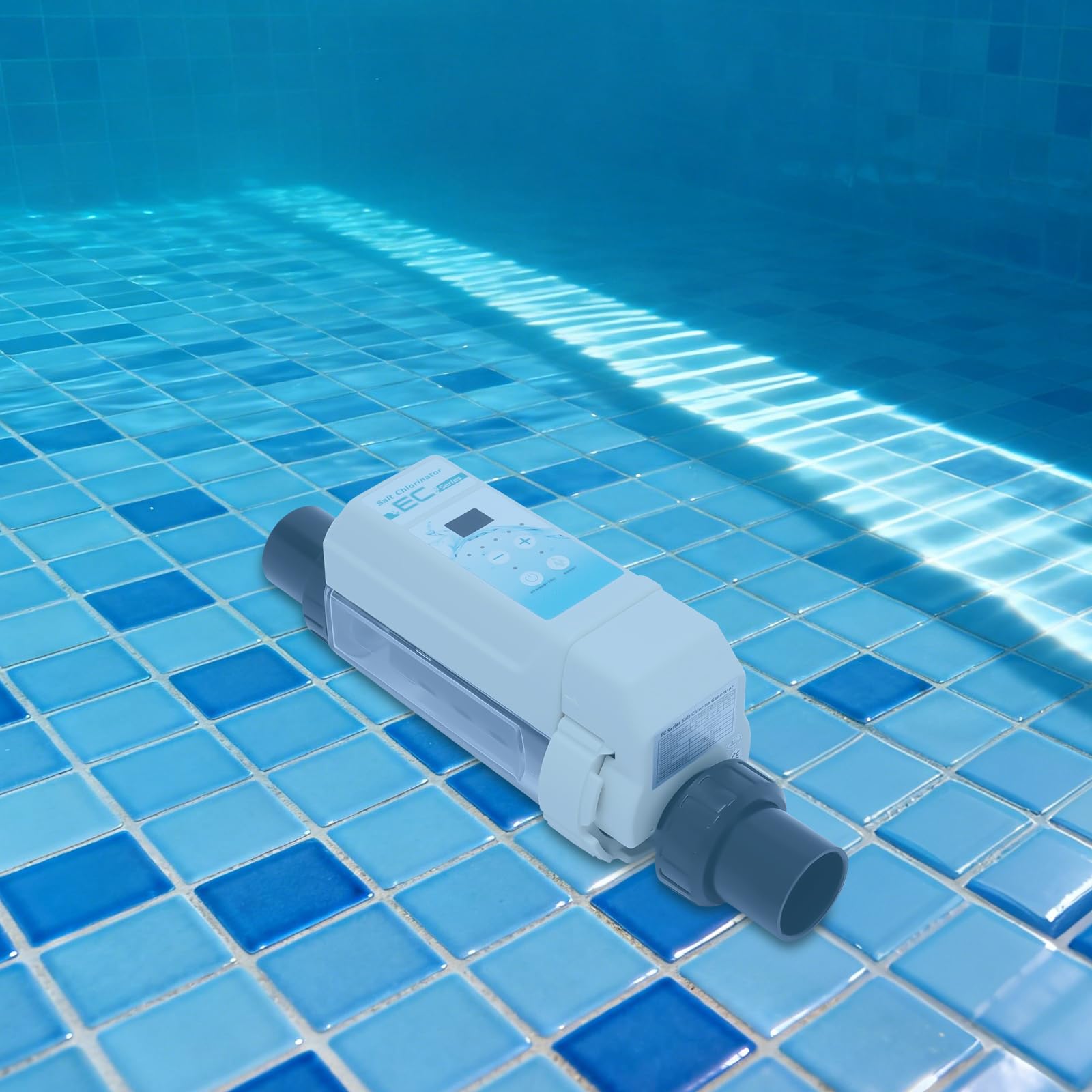 Cloratore per acqua salata, 8 G/H, cloratore per piscina autopulente, sale per piscina, cloro, salinità 2700 – 4500 PPM, sistema di acqua salata trasparente può essere utilizzato per piscine da 50 m³