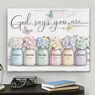 Christian Wall Art Decor Inspirational Bible Verse God Says You Are Canv...