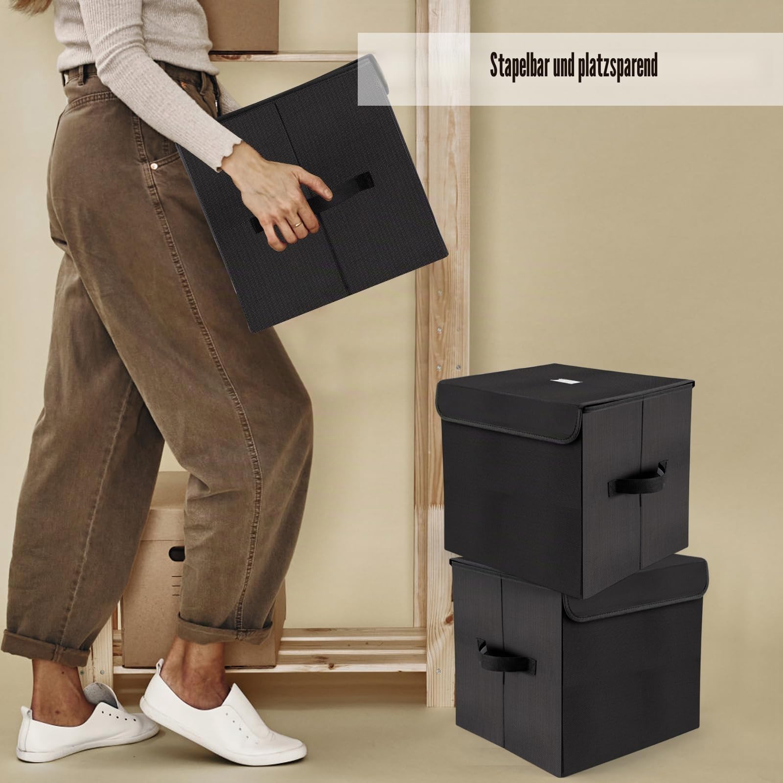 alavisxf xx 2er-Set Vinyl-Aufbewahrungsbox für 12"-LPs (30,5 cm) - Strapazierfähige Nylon-Box faltbar & stapelbar mit Deckel und Griff - 180 Schallplatten Lagerung(12")