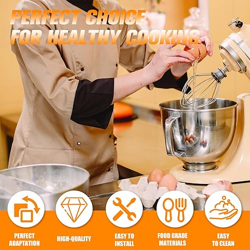 Vista 13 de Funmit Accesorios para mezcladores Accesorios de acero inoxidable de repuesto para mezcladores de ayuda de cocina, látigo de alambre K45WW, gancho